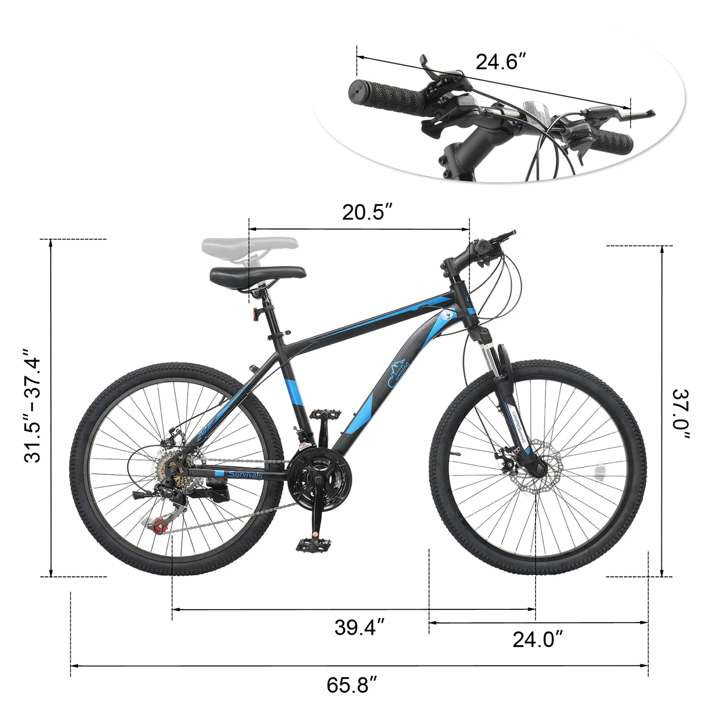 24" Adult Mountain Bike - 21 Speed, Dual Disc Brakes, Stylish Blue Design