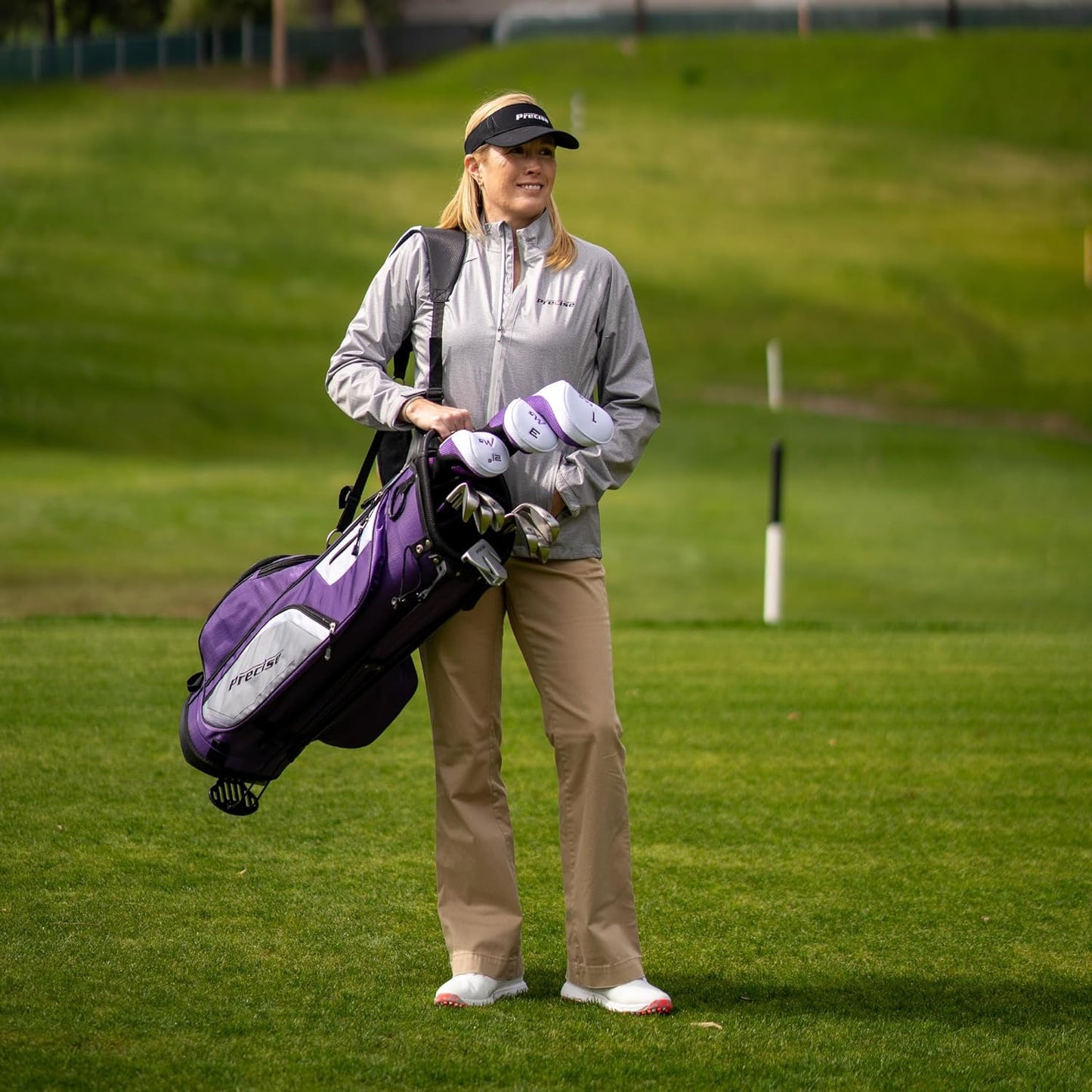 M5 WomenβS Golf Clubs Set β Complete Right-Handed Set with Titanium Driver, S.S. Fairway & Hybrid, 5-PW Irons, Putter, Stand Bag & Headcovers β Graphite Shafts β Purple β Petite/Standard/Tall