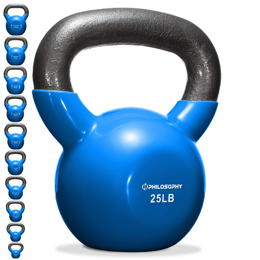 Versatile Vinyl Coated Cast Iron Kettlebells - 5 to 50 Pounds for Ultimate Strength Training