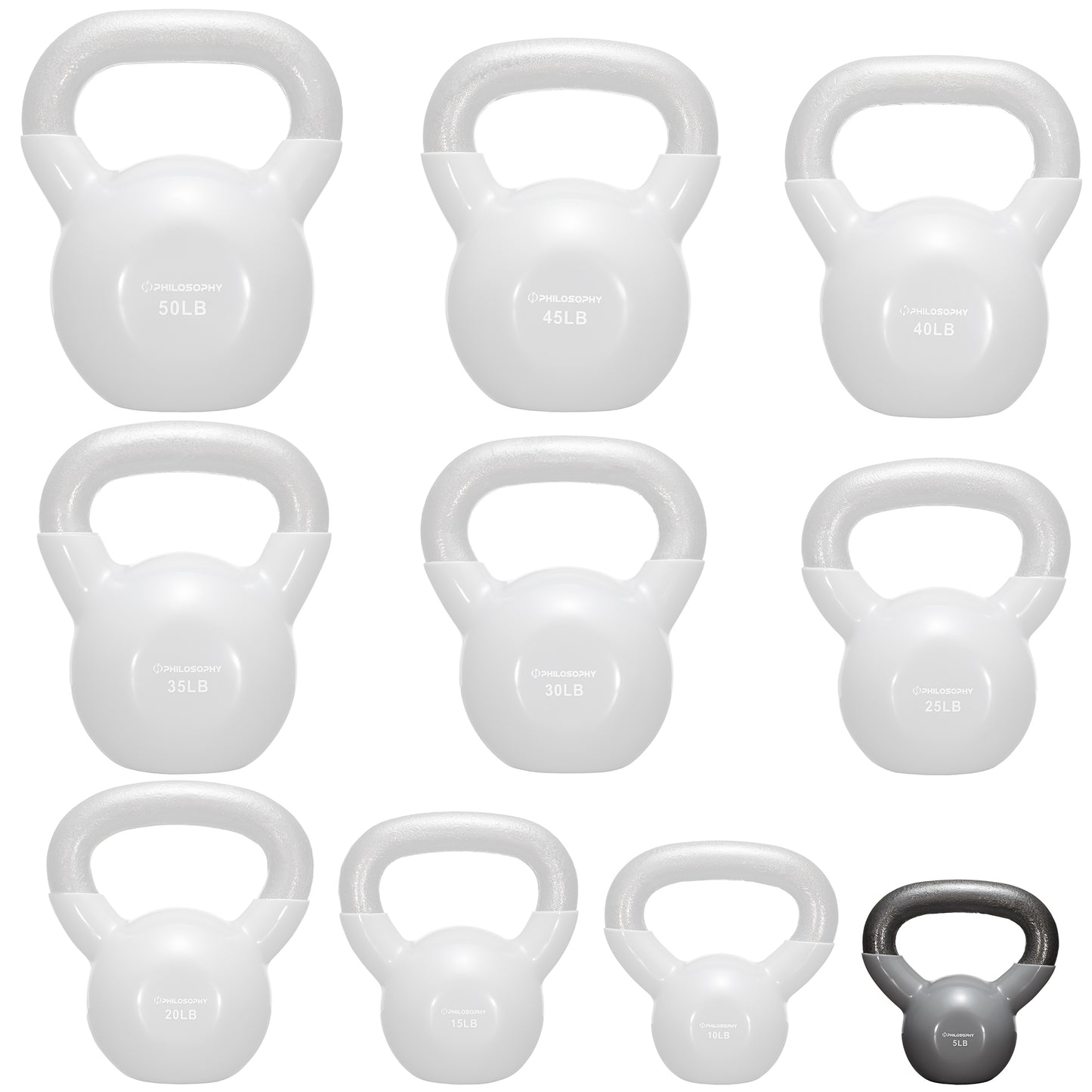 Versatile Vinyl Coated Cast Iron Kettlebells - 5 to 50 Pounds for Ultimate Strength Training