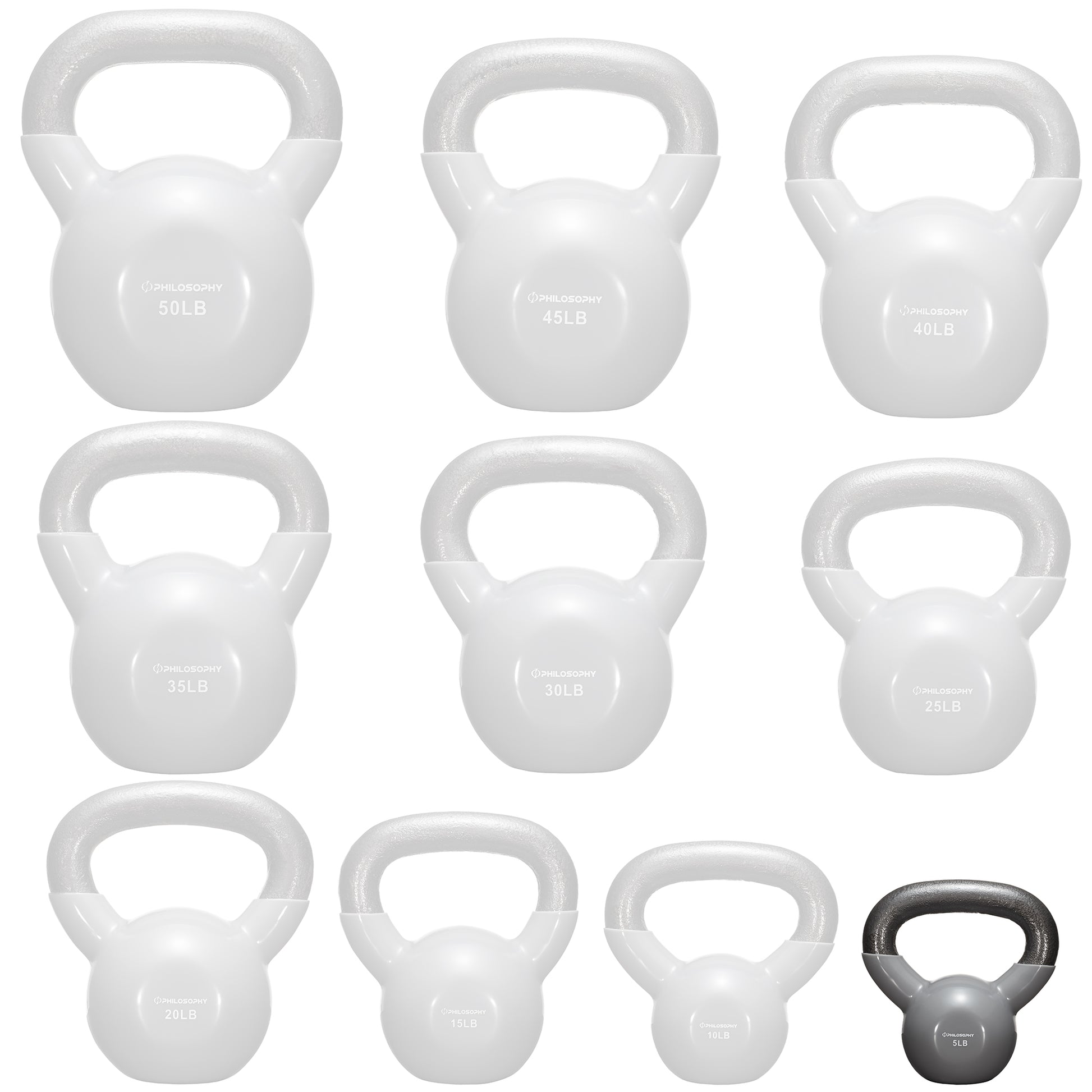 Versatile Vinyl Coated Cast Iron Kettlebells - 5 to 50 Pounds for Ultimate Strength Training