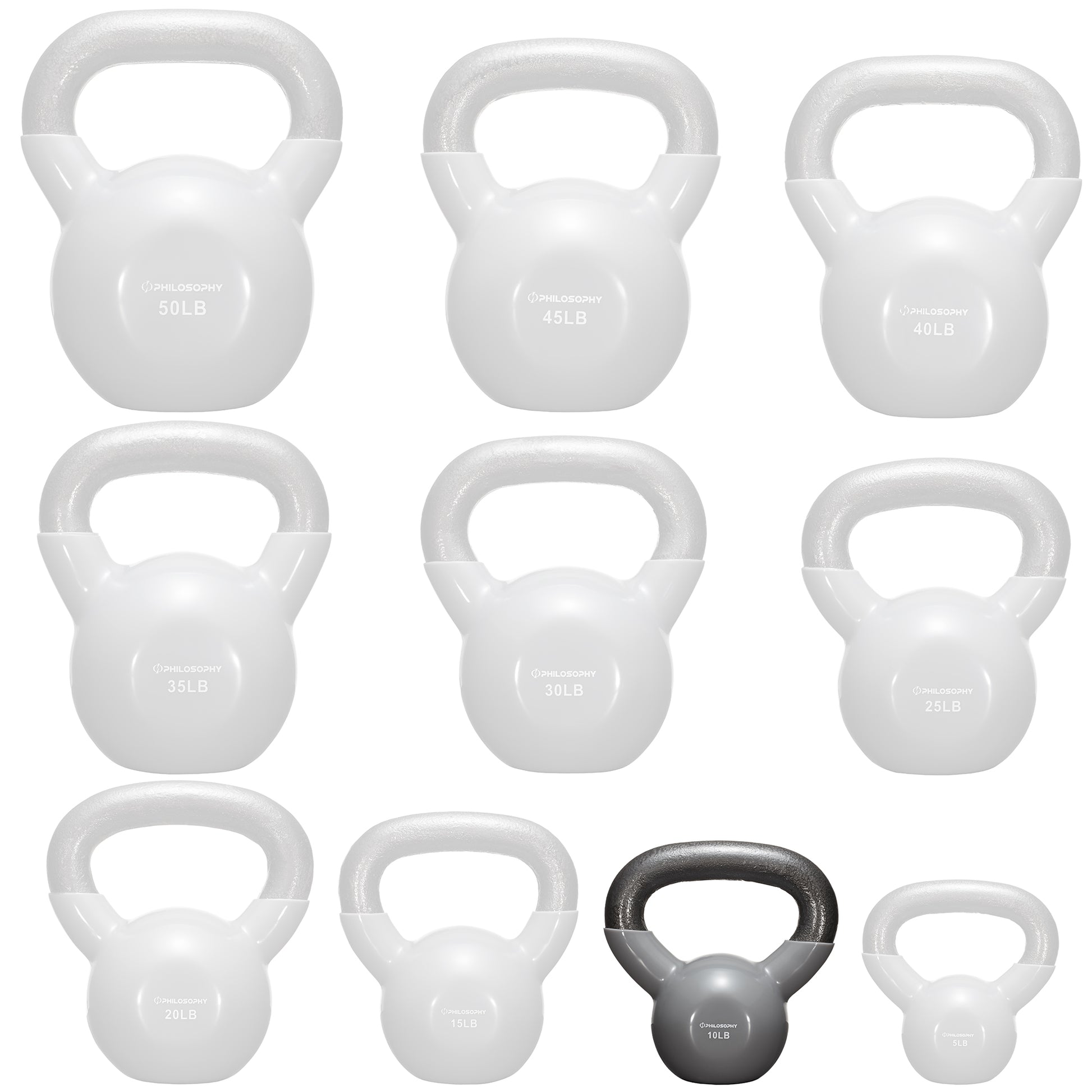 Versatile Vinyl Coated Cast Iron Kettlebells - 5 to 50 Pounds for Ultimate Strength Training