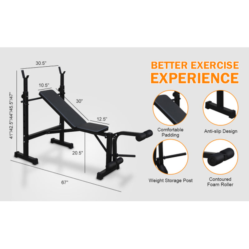 Ultimate Weightlifting Bench Press Set with Squat Rack - Build Strength and Muscle at Home!