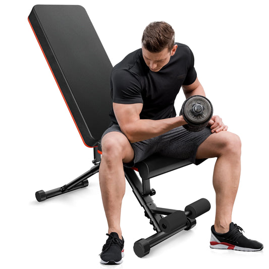 Ultimate 9-Position Adjustable Weight Bench - Supports 795Lbs, Foldable Design for Full Body Home Gym Fitness & Strength Training - Sleek Black Finish