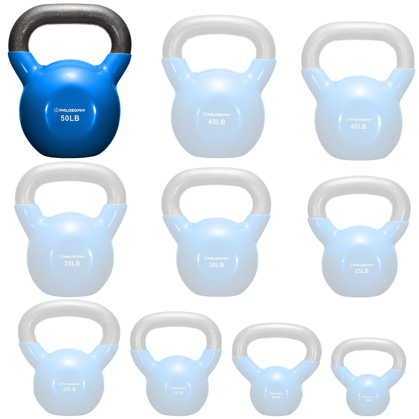 Versatile Vinyl Coated Cast Iron Kettlebells - 5 to 50 Pounds for Ultimate Strength Training