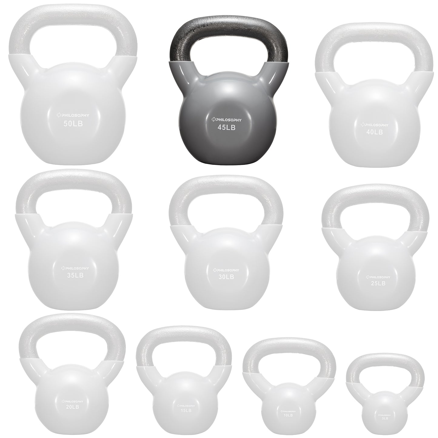 Versatile Vinyl Coated Cast Iron Kettlebells - 5 to 50 Pounds for Ultimate Strength Training