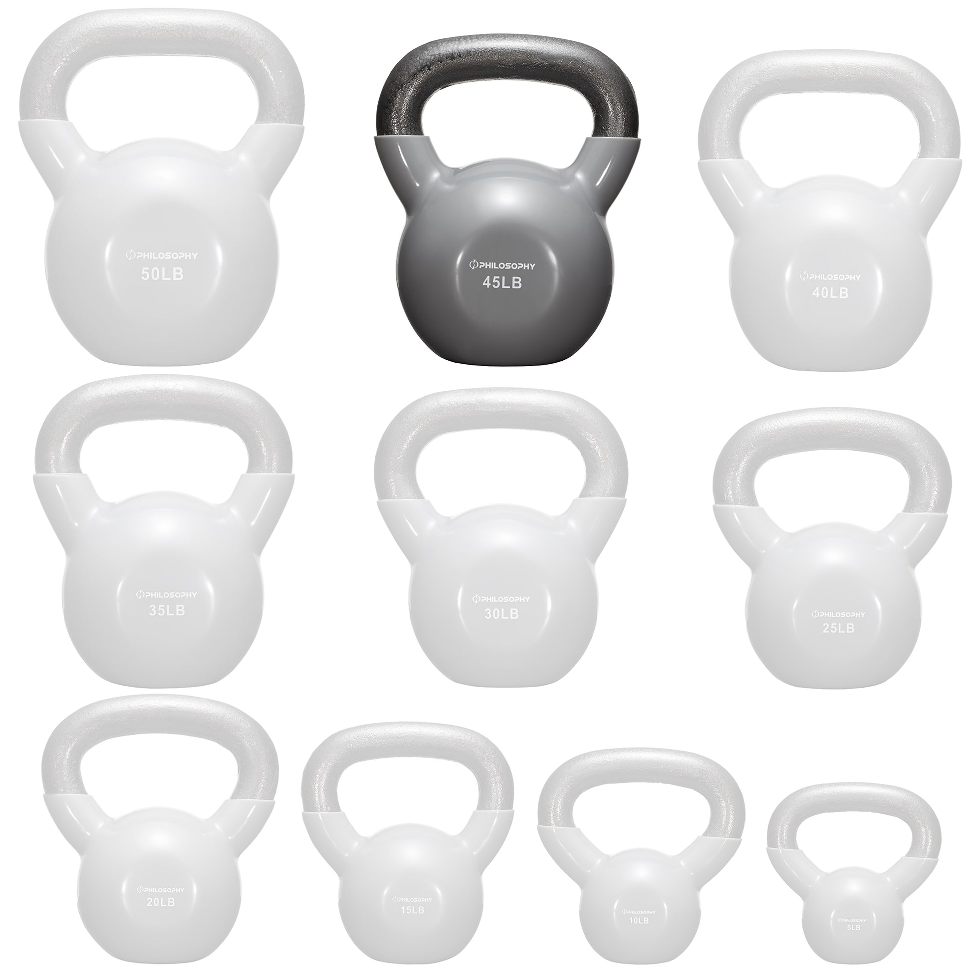 Versatile Vinyl Coated Cast Iron Kettlebells - 5 to 50 Pounds for Ultimate Strength Training