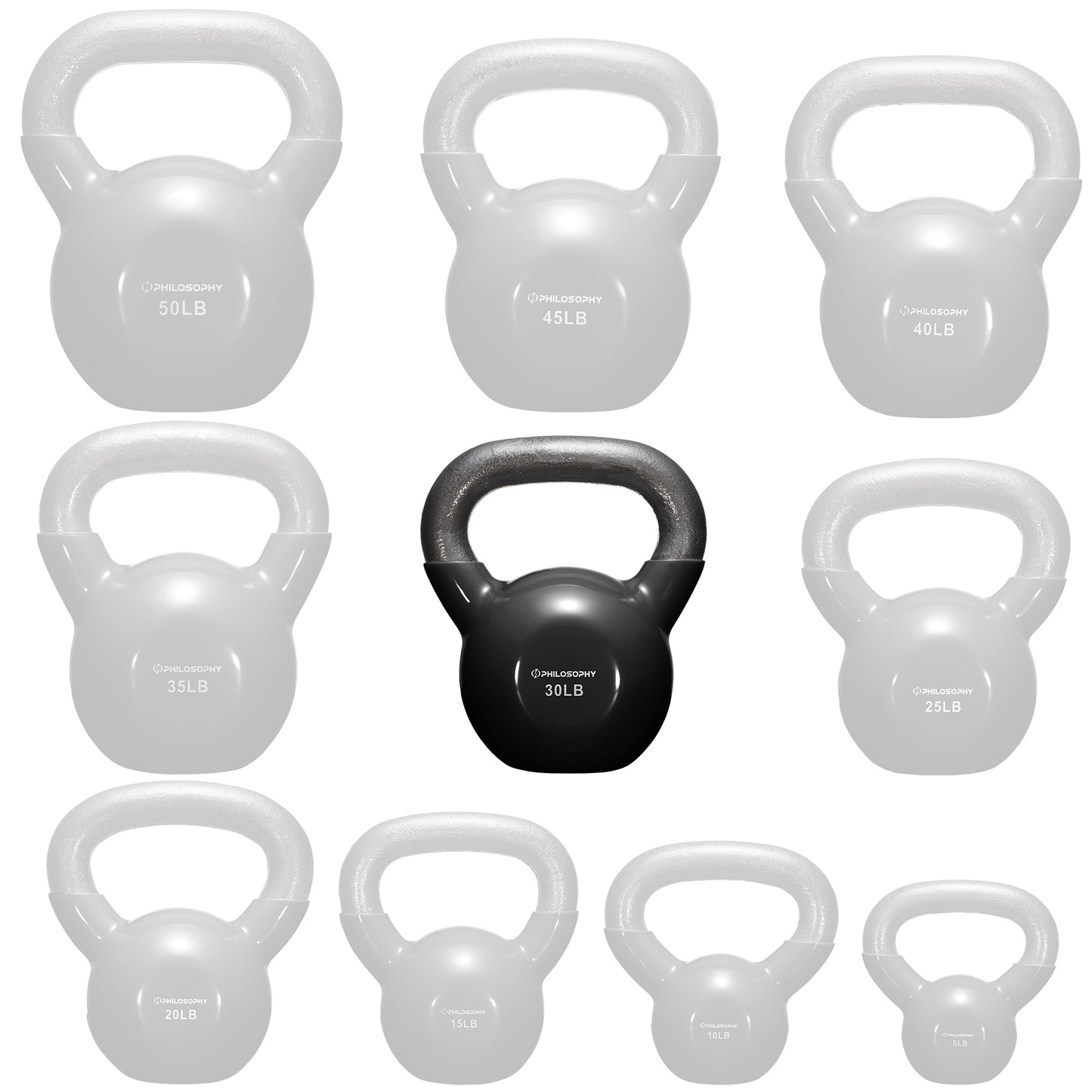 Versatile Vinyl Coated Cast Iron Kettlebells - 5 to 50 Pounds for Ultimate Strength Training