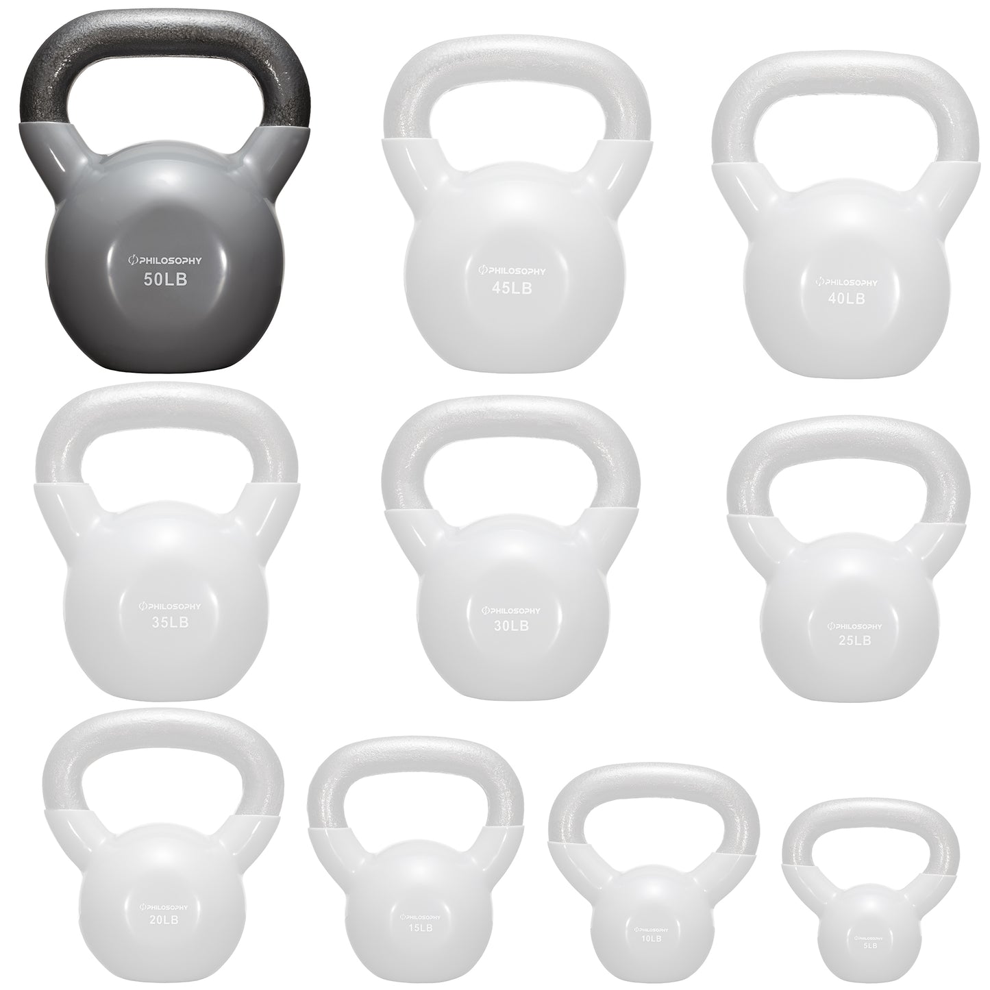 Versatile Vinyl Coated Cast Iron Kettlebells - 5 to 50 Pounds for Ultimate Strength Training