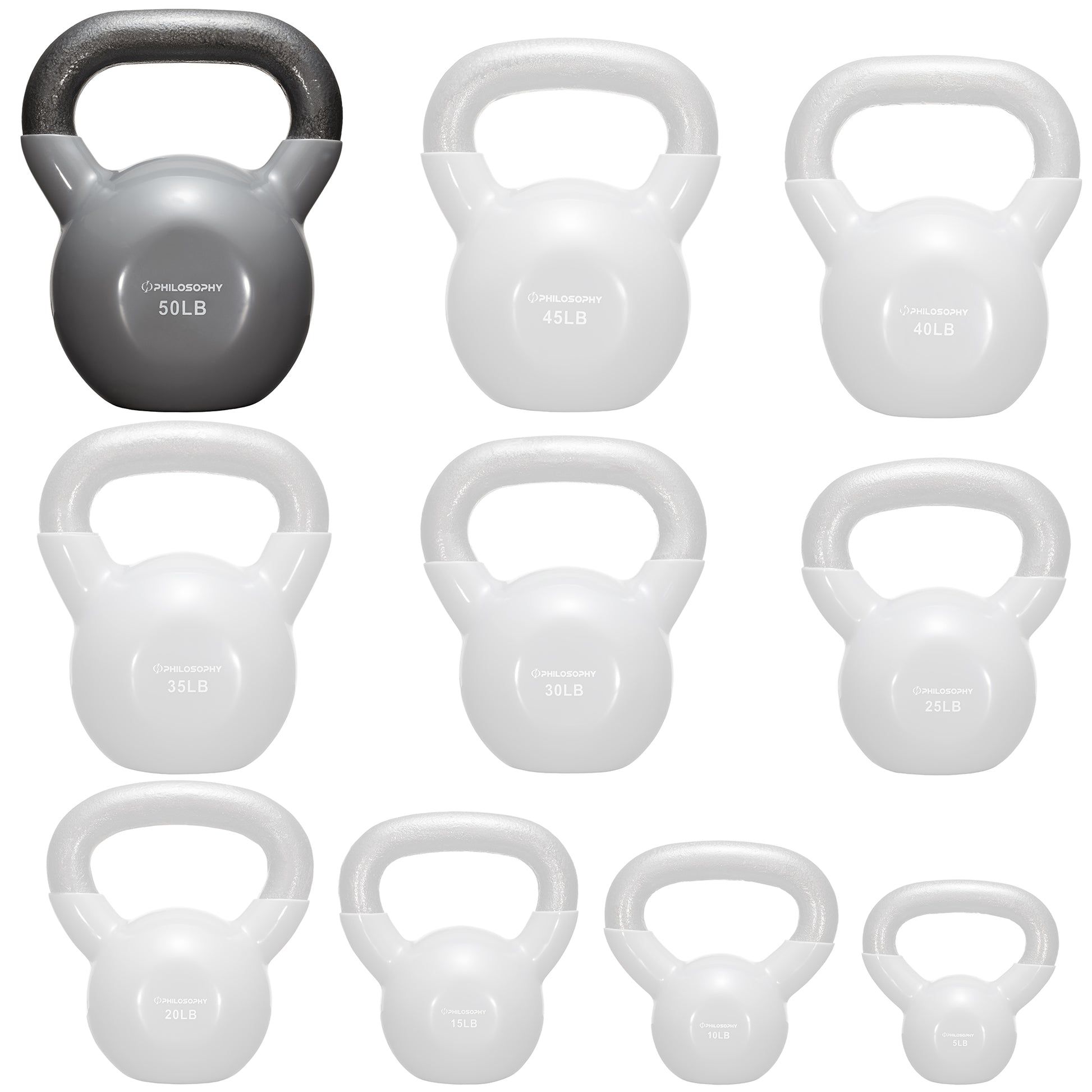 Versatile Vinyl Coated Cast Iron Kettlebells - 5 to 50 Pounds for Ultimate Strength Training