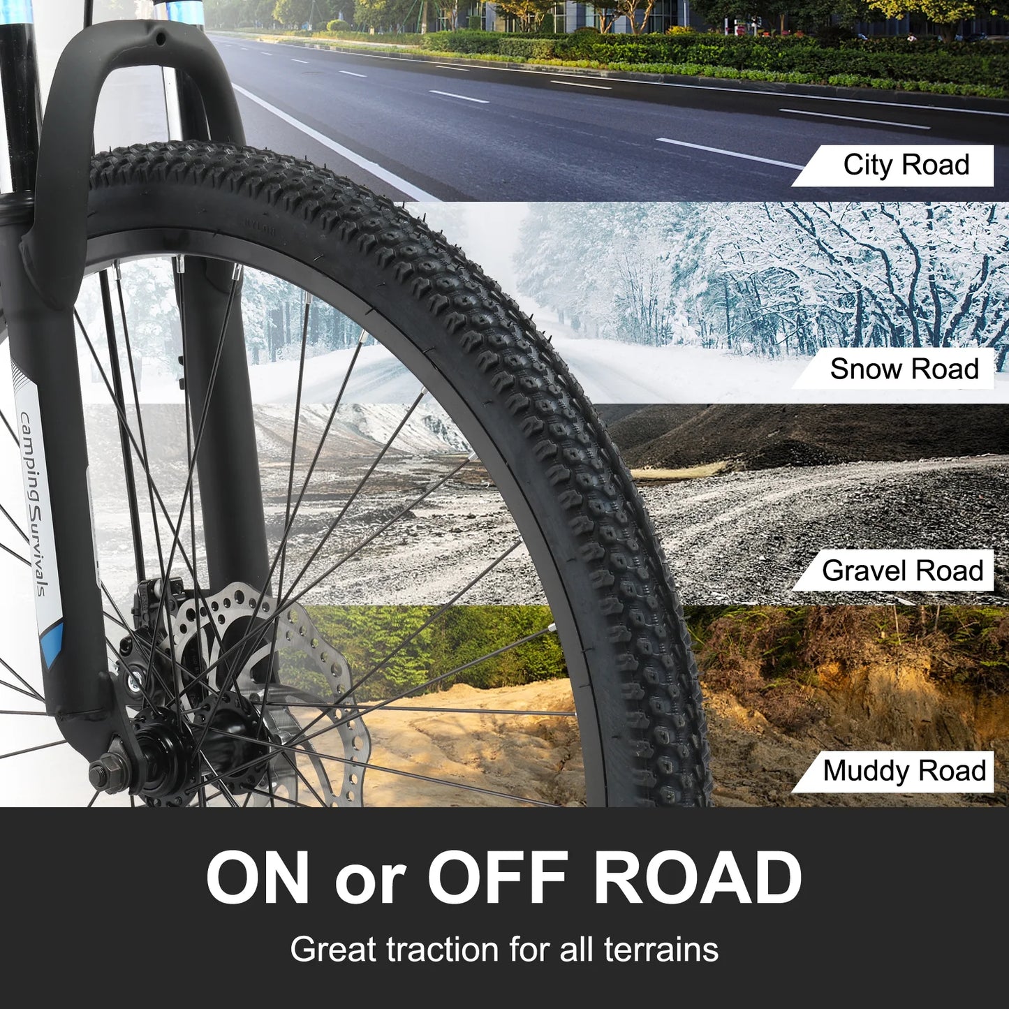 24" Adult Mountain Bike - 21 Speed, Dual Disc Brakes, Stylish Blue Design