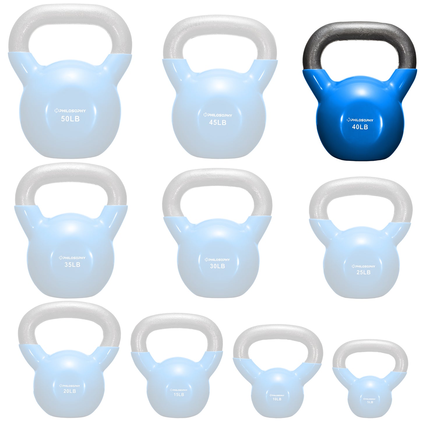 Versatile Vinyl Coated Cast Iron Kettlebells - 5 to 50 Pounds for Ultimate Strength Training