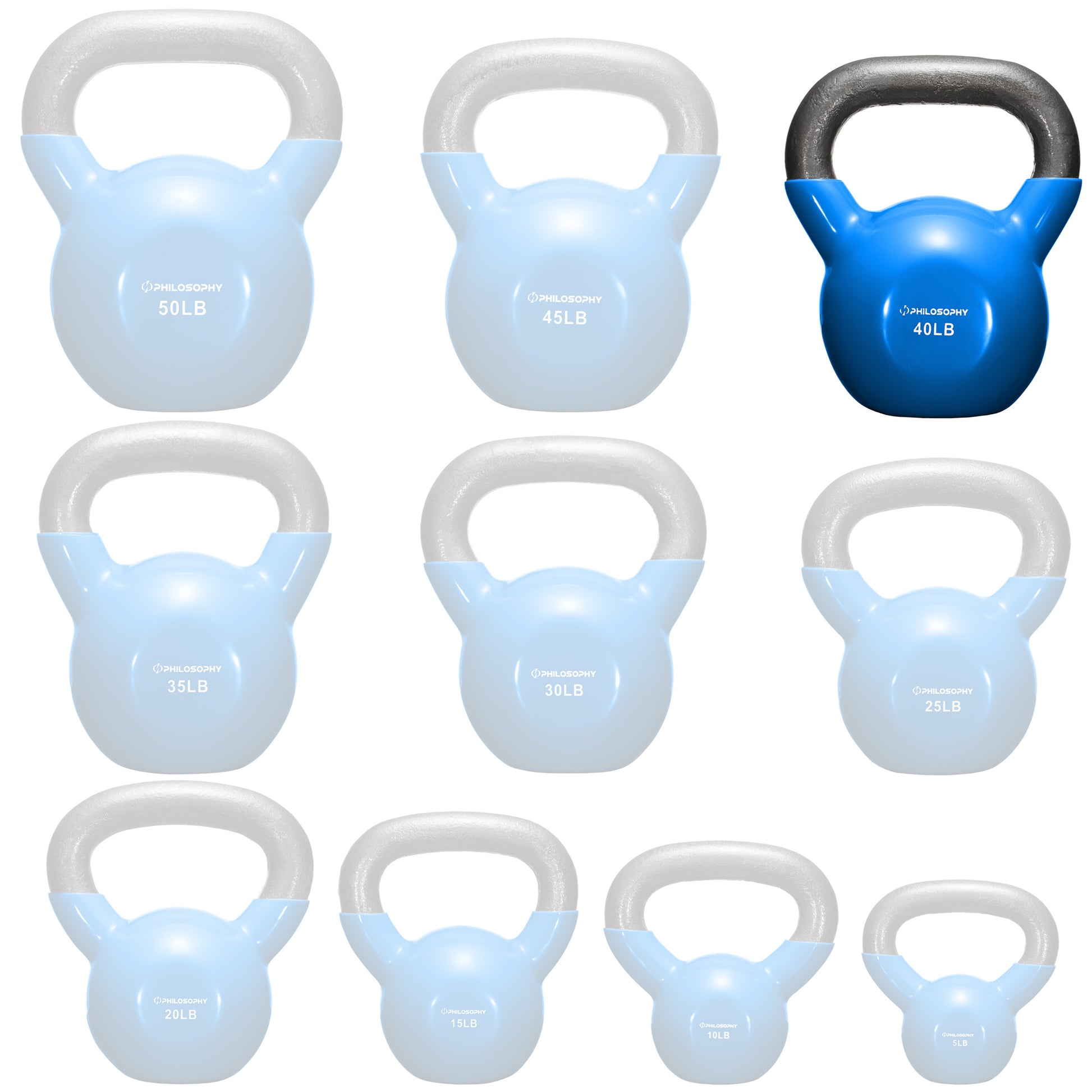 Versatile Vinyl Coated Cast Iron Kettlebells - 5 to 50 Pounds for Ultimate Strength Training
