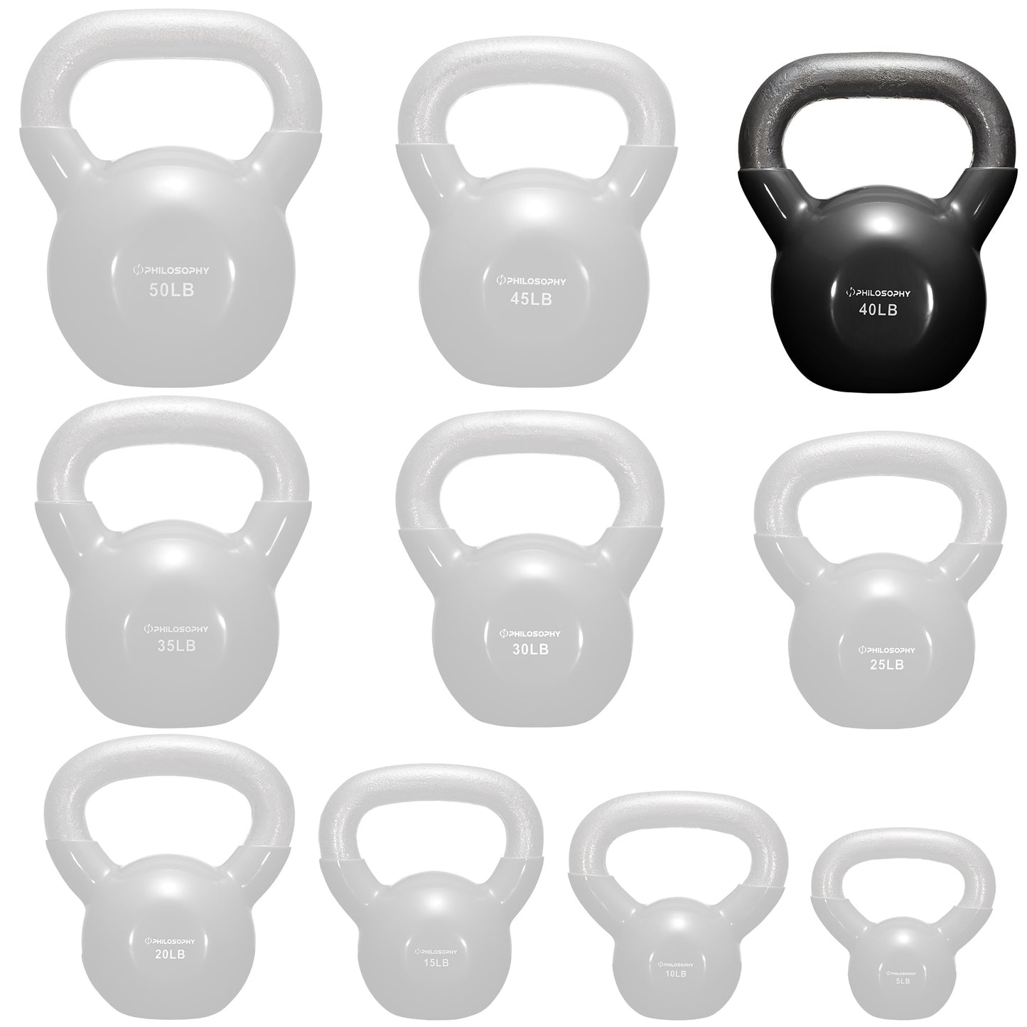 Versatile Vinyl Coated Cast Iron Kettlebells - 5 to 50 Pounds for Ultimate Strength Training