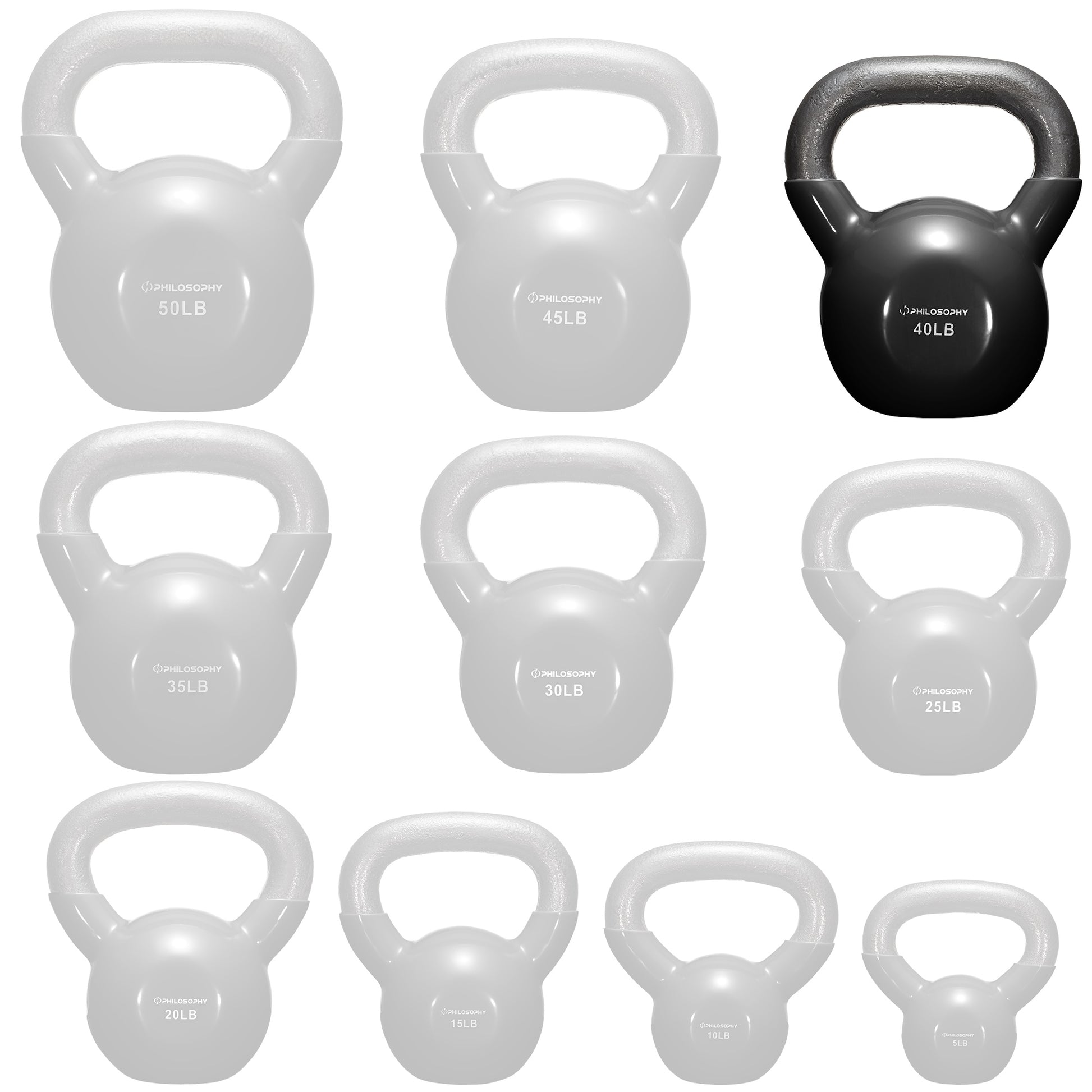 Versatile Vinyl Coated Cast Iron Kettlebells - 5 to 50 Pounds for Ultimate Strength Training
