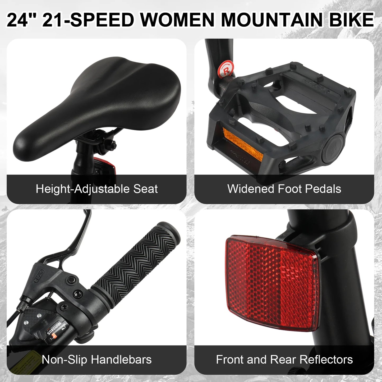 24" Adult Mountain Bike - 21 Speed, Dual Disc Brakes, Stylish Blue Design