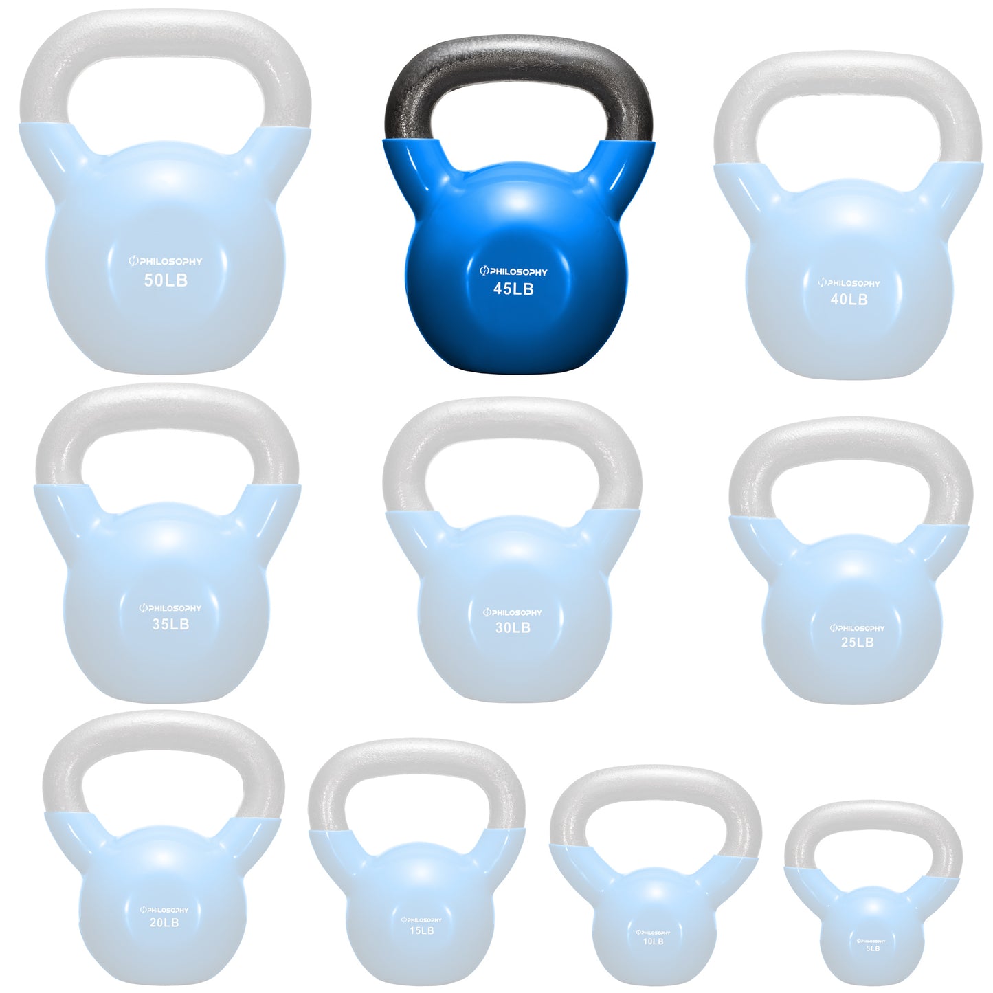 Versatile Vinyl Coated Cast Iron Kettlebells - 5 to 50 Pounds for Ultimate Strength Training