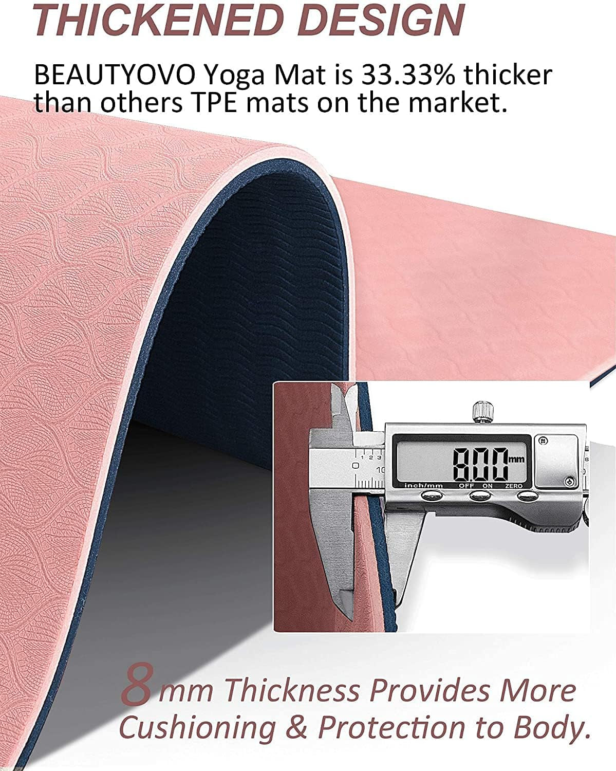 Extra Thick Non-Slip Yoga Mat with Strap - Double-Sided TPE for Ultimate Comfort in Yoga, Pilates, and Floor Exercises