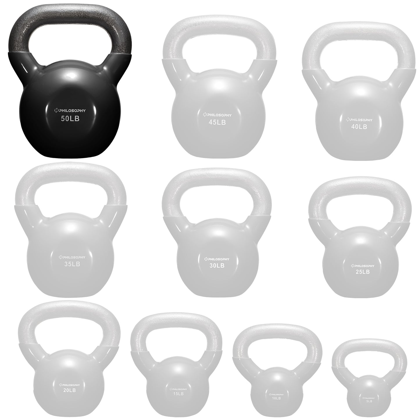 Versatile Vinyl Coated Cast Iron Kettlebells - 5 to 50 Pounds for Ultimate Strength Training