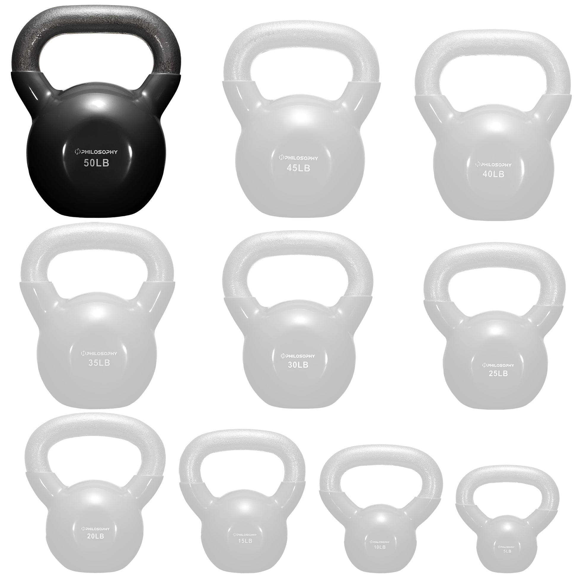 Versatile Vinyl Coated Cast Iron Kettlebells - 5 to 50 Pounds for Ultimate Strength Training