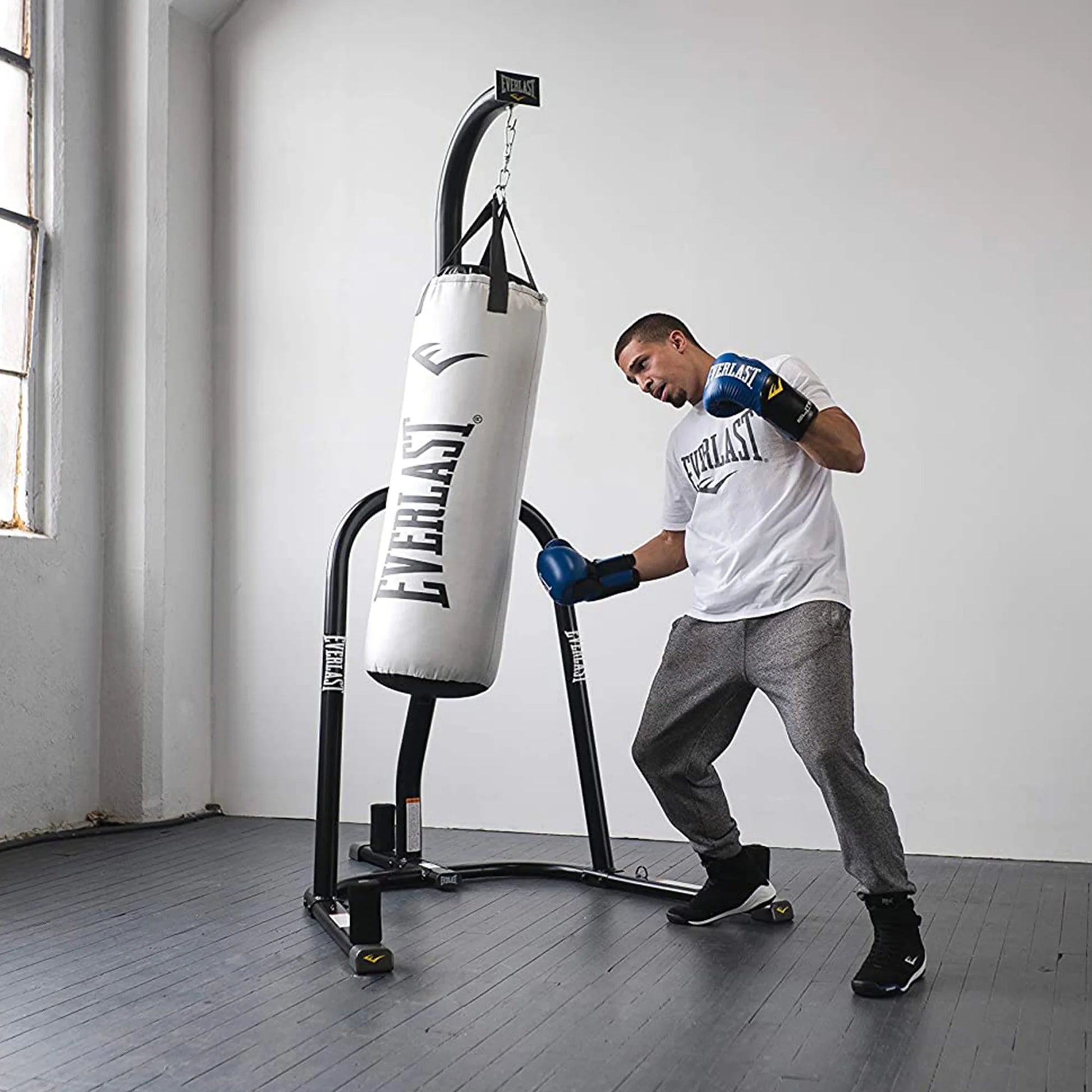 Heavy-Duty Single Station Punching Bag Stand - Durable Powder-Coated Steel, 100 Lb Capacity, Stylish Blue