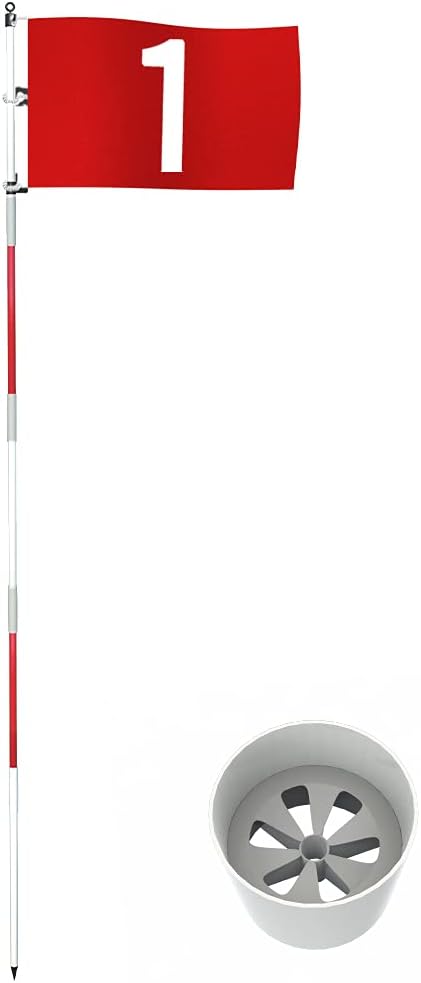 Premium 6Ft Golf Flagstick with Detachable Cup - Durable Anti-Rust Glass Fiber Design for Backyard and Driving Range Use