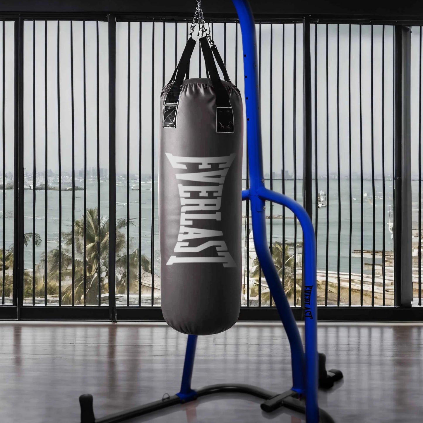 Heavy-Duty Single Station Punching Bag Stand - Durable Powder-Coated Steel, 100 Lb Capacity, Stylish Blue