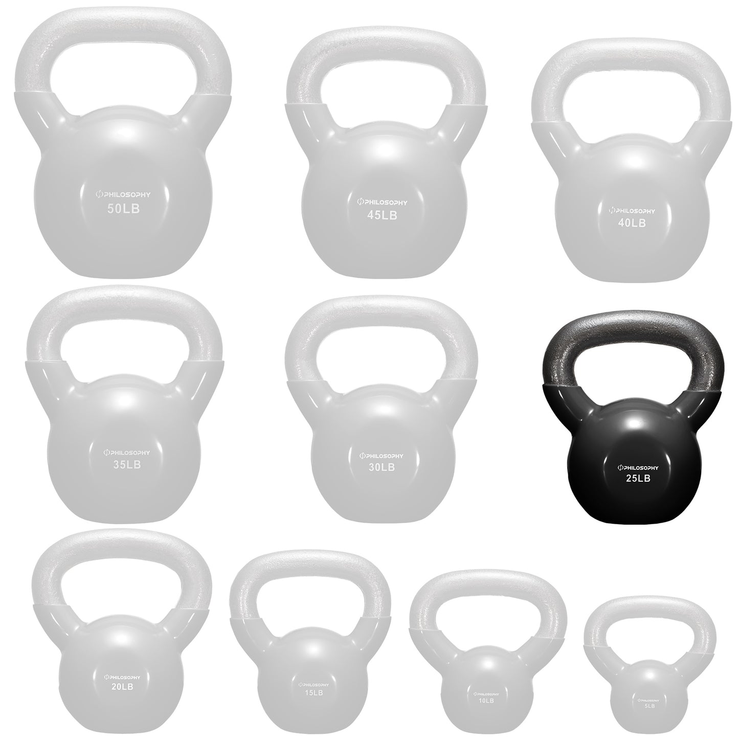 Versatile Vinyl Coated Cast Iron Kettlebells - 5 to 50 Pounds for Ultimate Strength Training