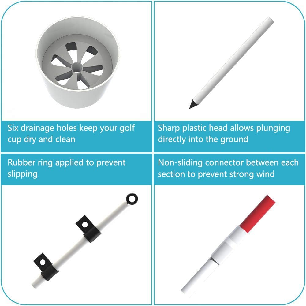 Premium 6Ft Golf Flagstick with Detachable Cup - Durable Anti-Rust Glass Fiber Design for Backyard and Driving Range Use