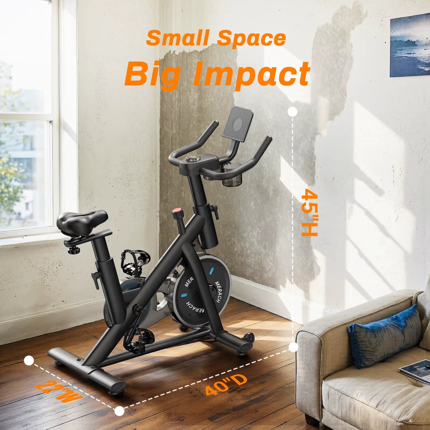 Exercise Bike Brake Pad Stationary Bike Low Noise Indoor Cycling Bike 270Lbs Weight Capacity Tablet Mount Fitness Courses