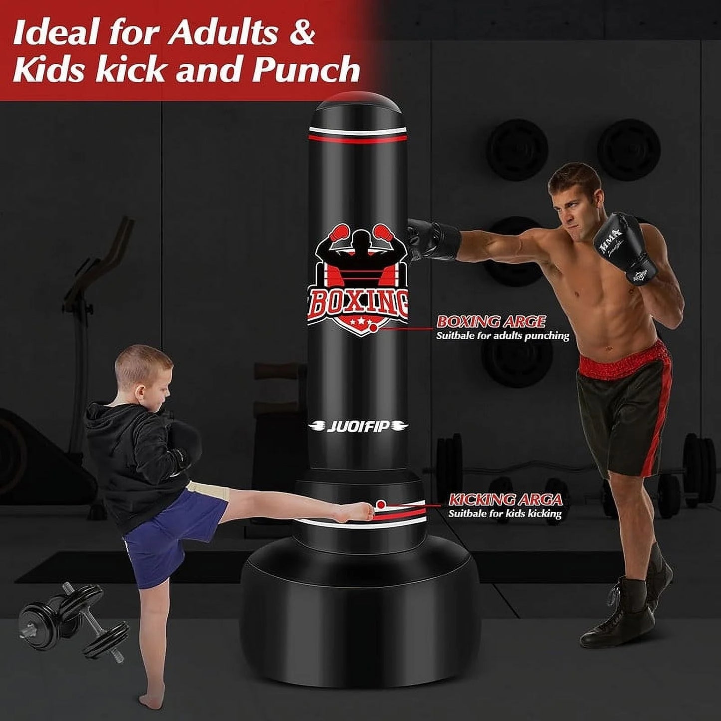Ultimate Freestanding Heavy Punching Bag Set with Gloves - Red Powerhouse for Home Workouts