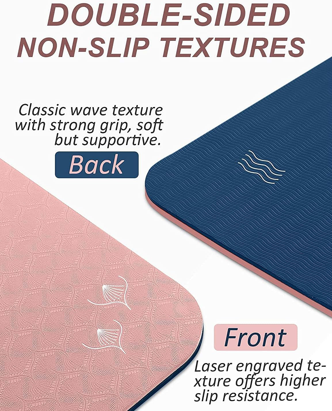 Extra Thick Non-Slip Yoga Mat with Strap - Double-Sided TPE for Ultimate Comfort in Yoga, Pilates, and Floor Exercises