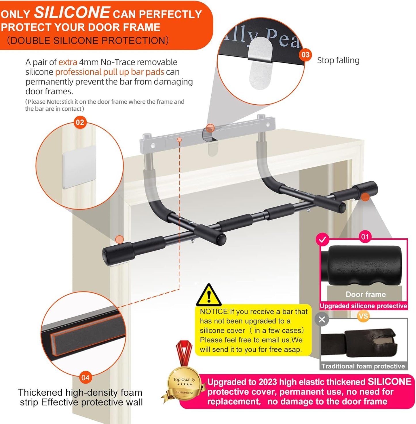 Heavy-Duty Doorway Pull-Up Bar - Supports 440 lbs | Multi-Grip Upper Body Workout | Portable Indoor Fitness Trainer for Home Gym