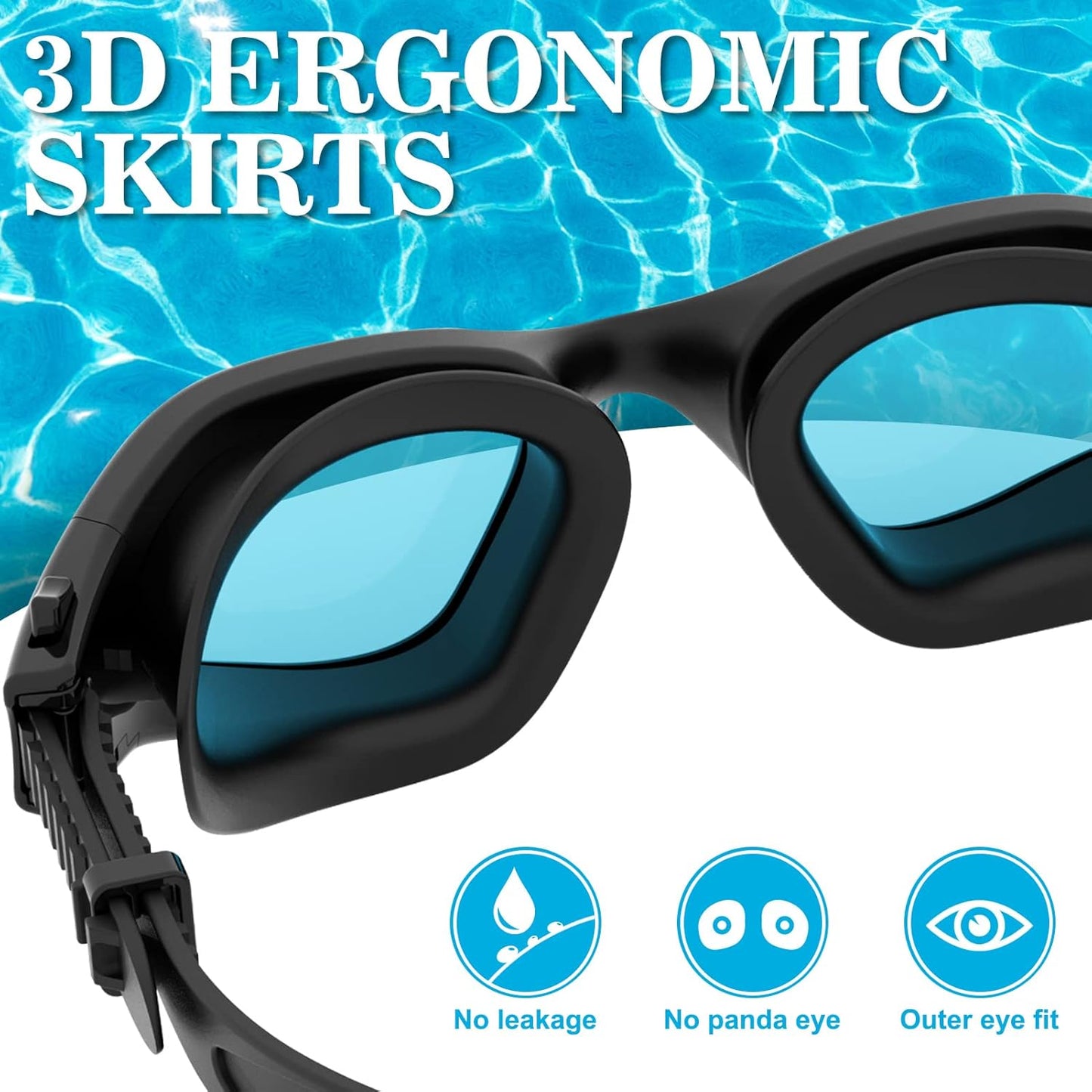 Premium Polarized Swimming Goggles - Anti-Fog, UV Protection, No Leakage, Clear Vision for All Ages