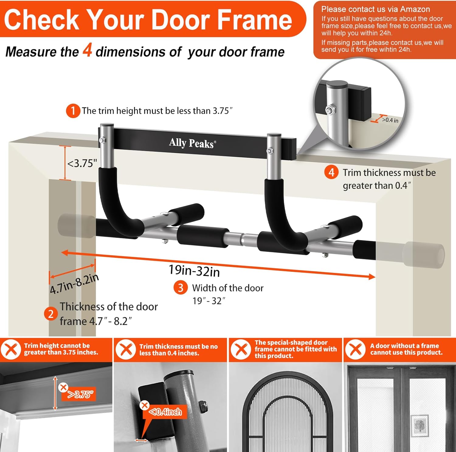 Heavy-Duty Doorway Pull-Up Bar - Supports 440 lbs | Multi-Grip Upper Body Workout | Portable Indoor Fitness Trainer for Home Gym