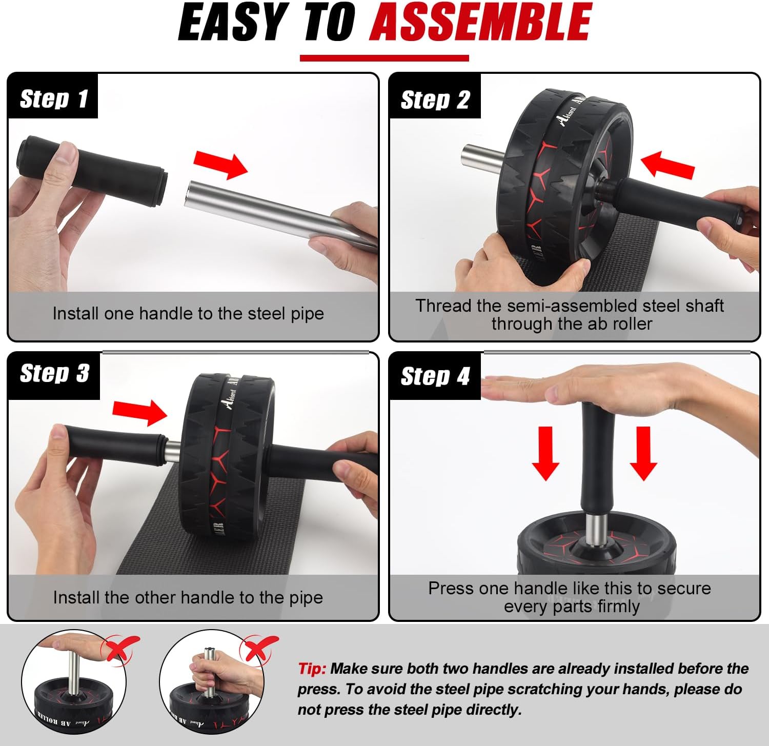 Ultimate Ab Roller Wheel - Core Strength Training Equipment with Knee Pad for Home Workouts - Perfect for Men & Women