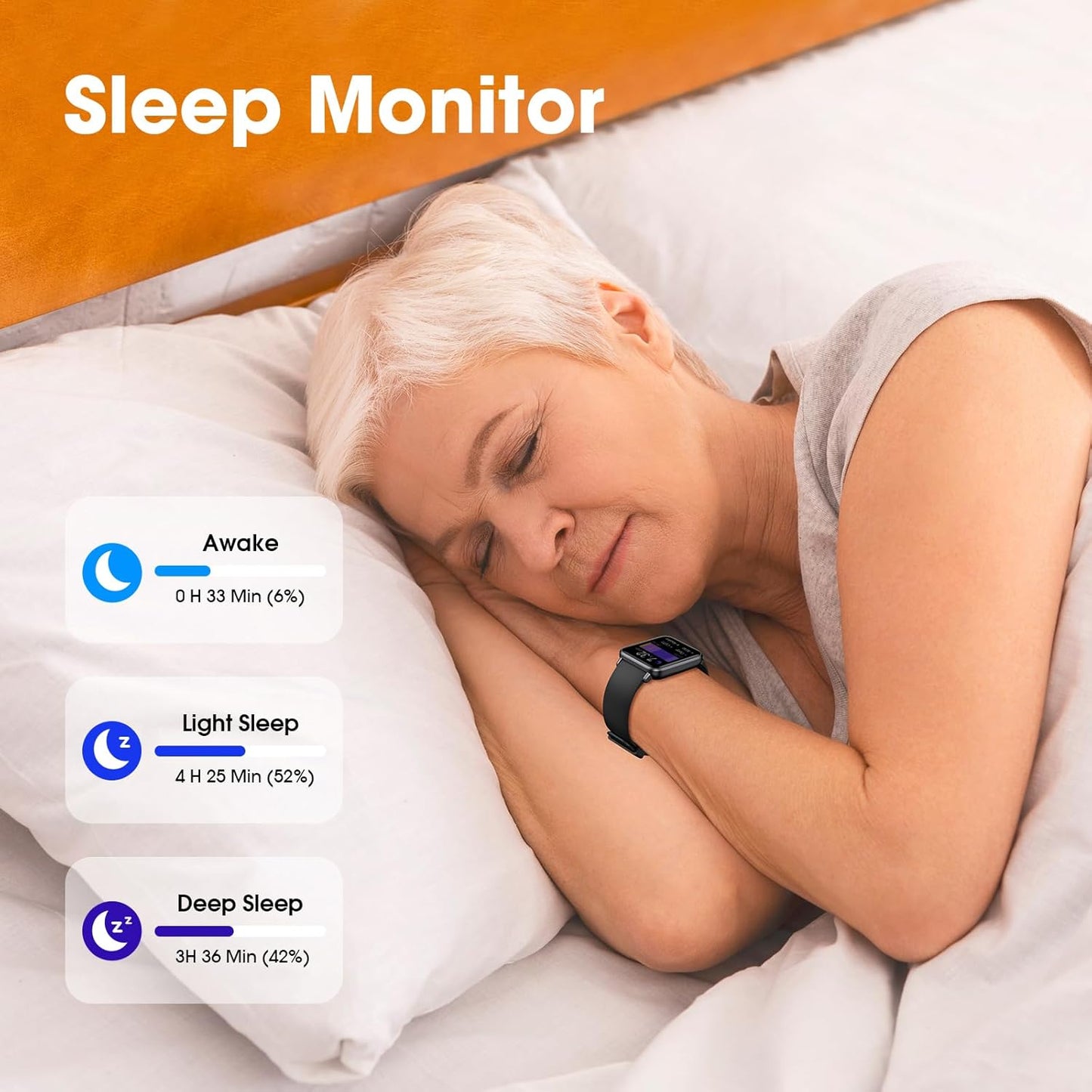 Senior-Friendly Waterproof Pedometer Watch - No App Needed, Step Counter & Sleep Tracker for Active Men & Women