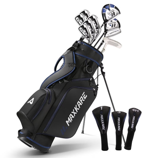 Complete Golf Clubs Set Golf Men'S Regular 9-Piece Complete Set, 3 Head Covers, Stand Bag - Right Hand, Blue
