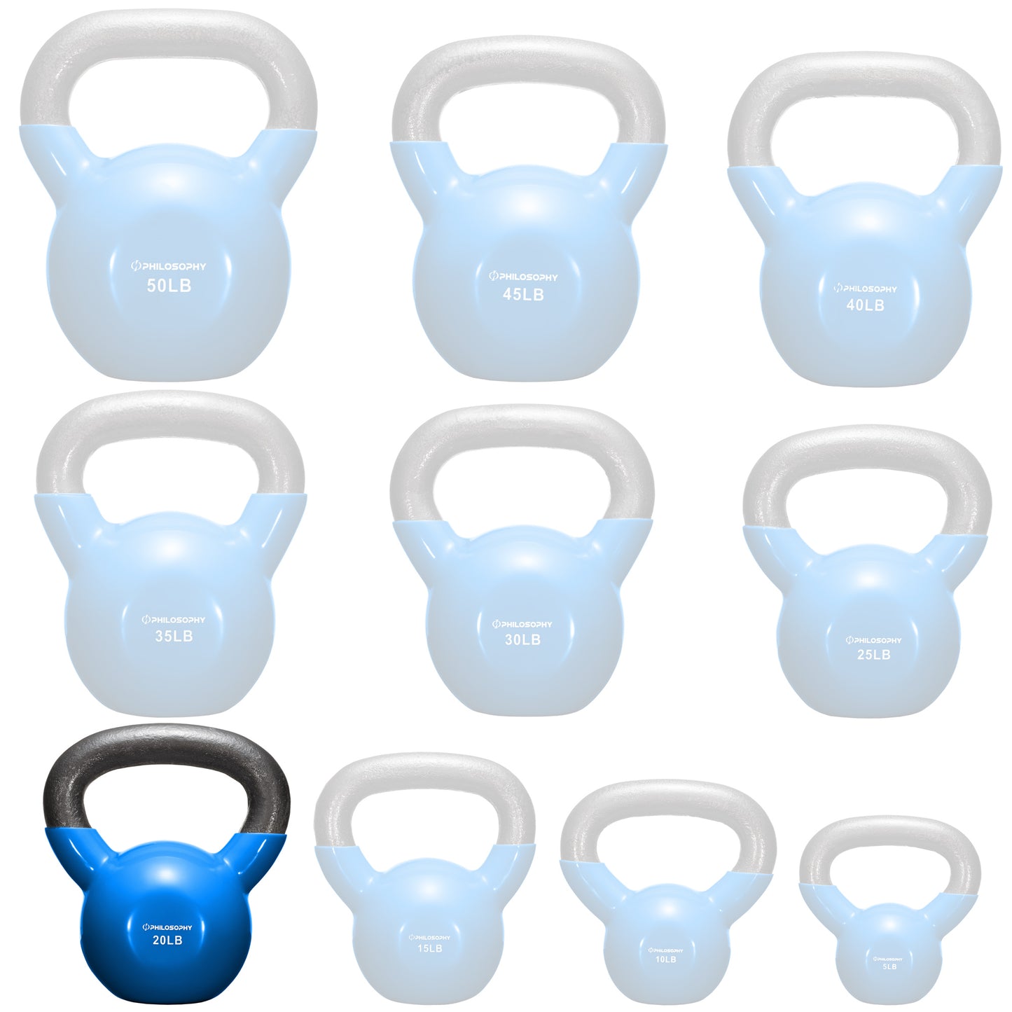 Versatile Vinyl Coated Cast Iron Kettlebells - 5 to 50 Pounds for Ultimate Strength Training