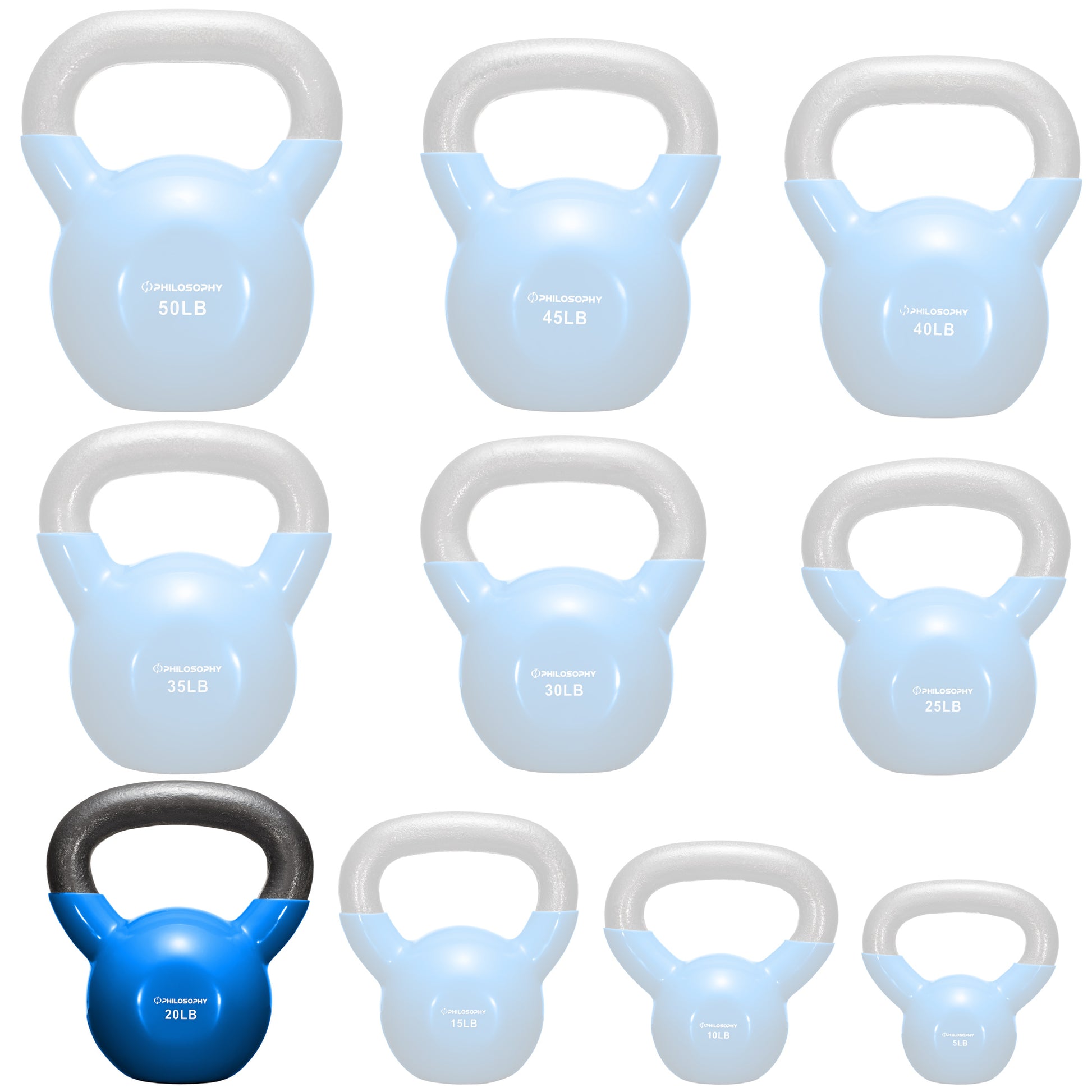 Versatile Vinyl Coated Cast Iron Kettlebells - 5 to 50 Pounds for Ultimate Strength Training