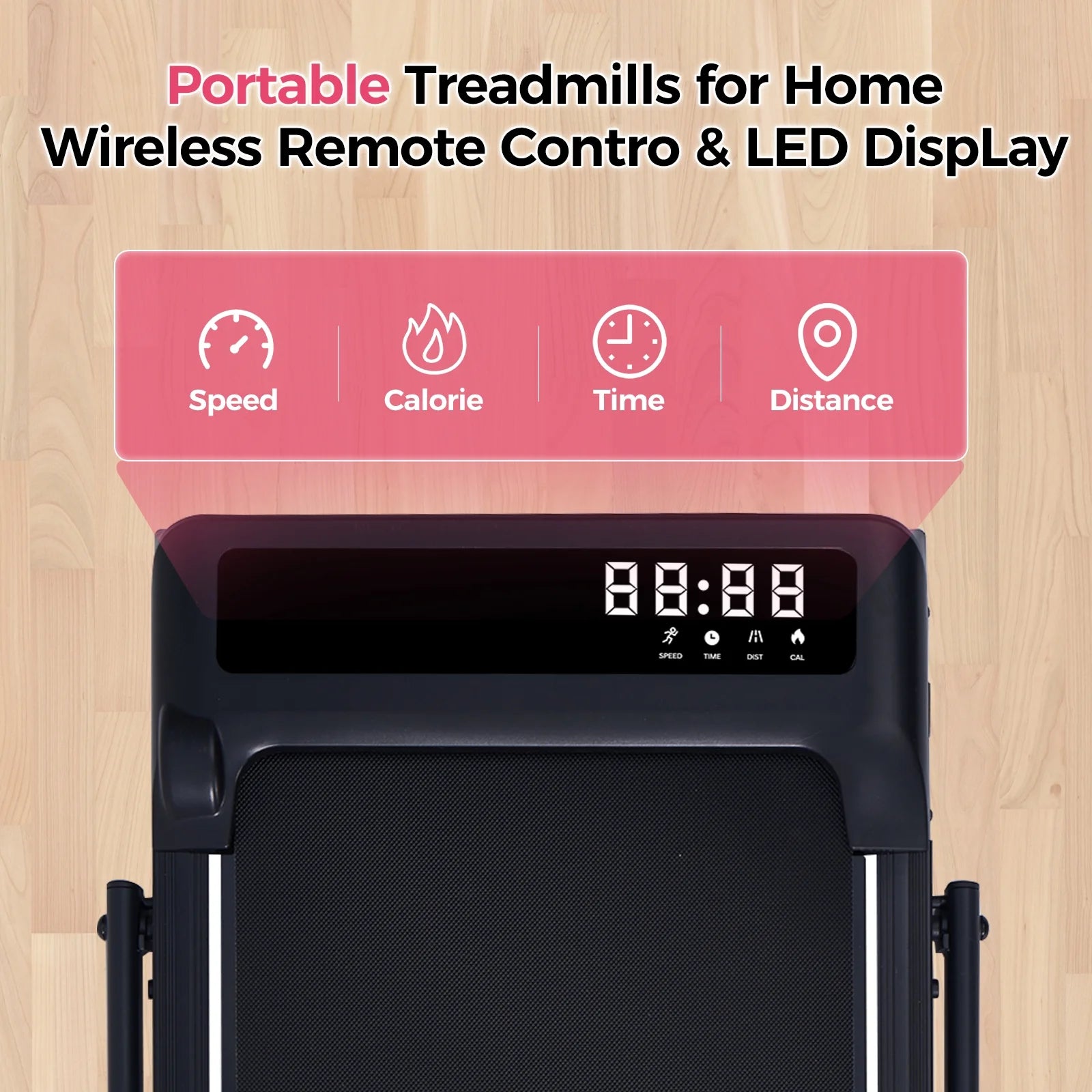 Folding Treadmill with Handles for Home Workouts,Portable Treadmill Compact under Desk Foldable Walking Pad Treadmills with LED Display,320Lbs Capacity