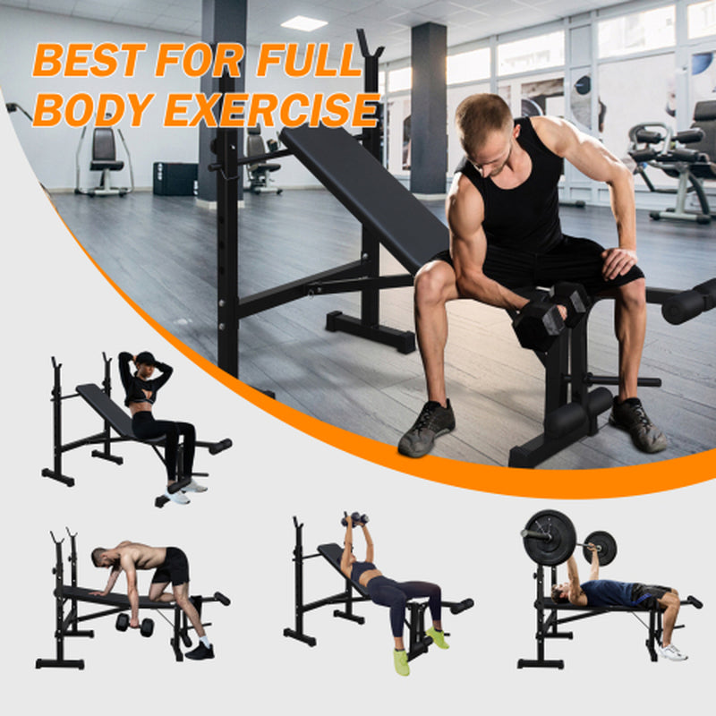 Ultimate Weightlifting Bench Press Set with Squat Rack - Build Strength and Muscle at Home!