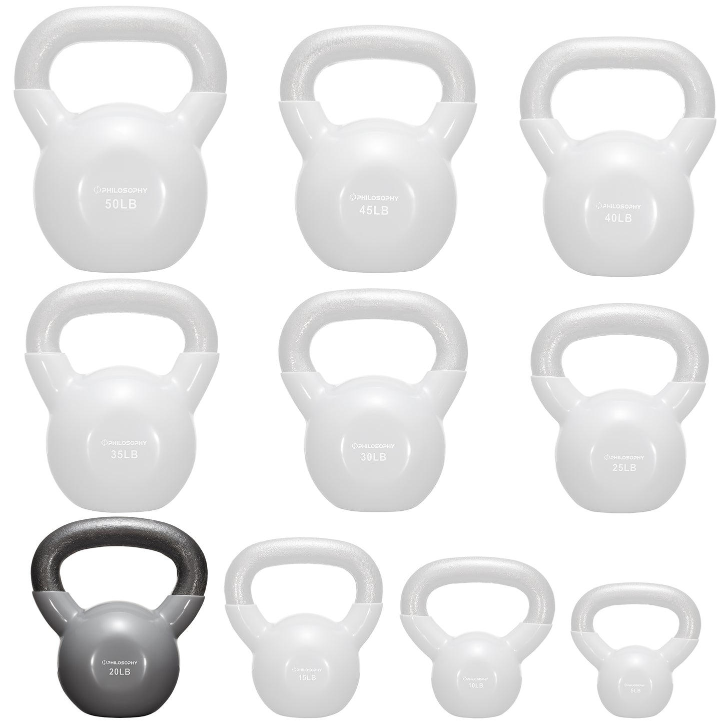 Versatile Vinyl Coated Cast Iron Kettlebells - 5 to 50 Pounds for Ultimate Strength Training