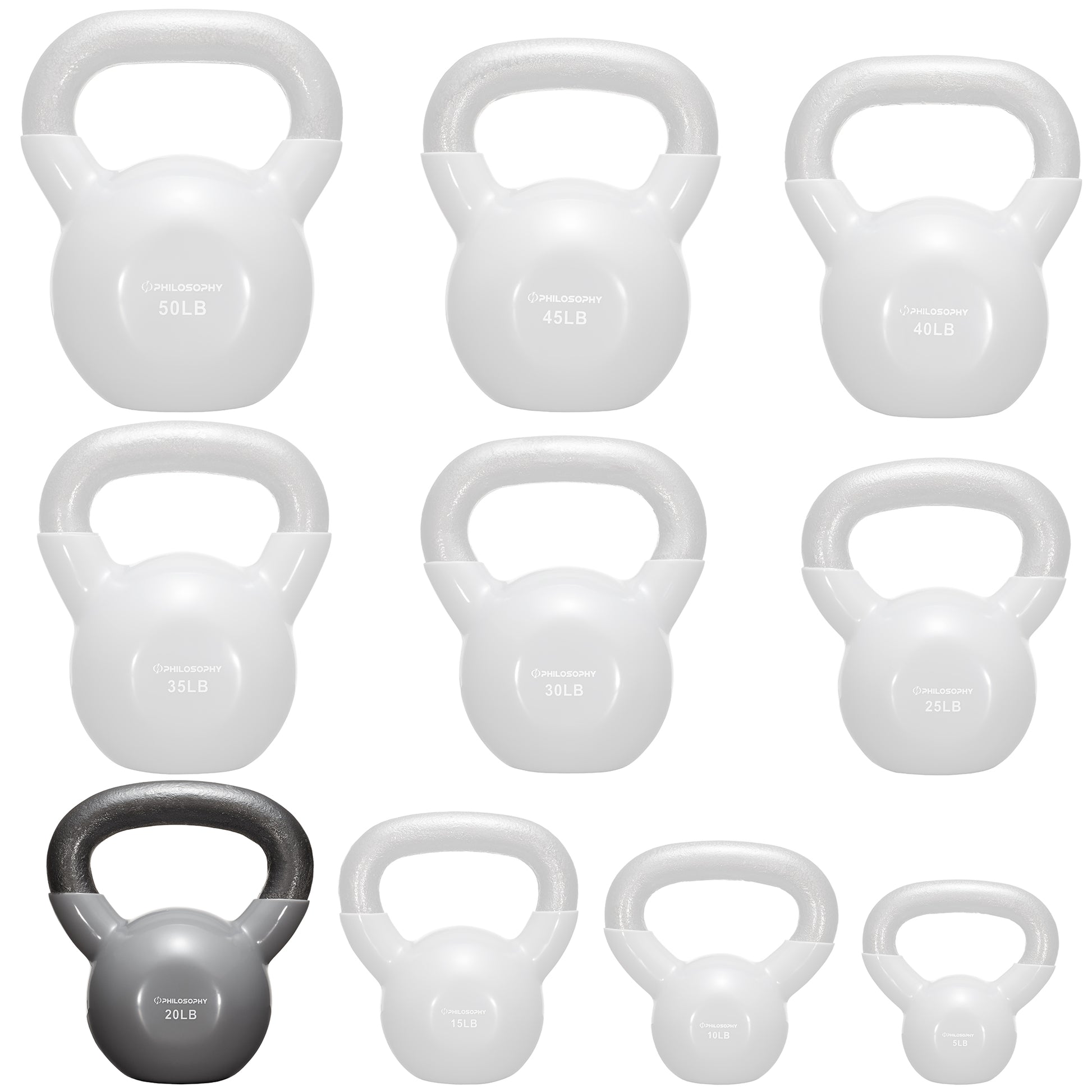 Versatile Vinyl Coated Cast Iron Kettlebells - 5 to 50 Pounds for Ultimate Strength Training