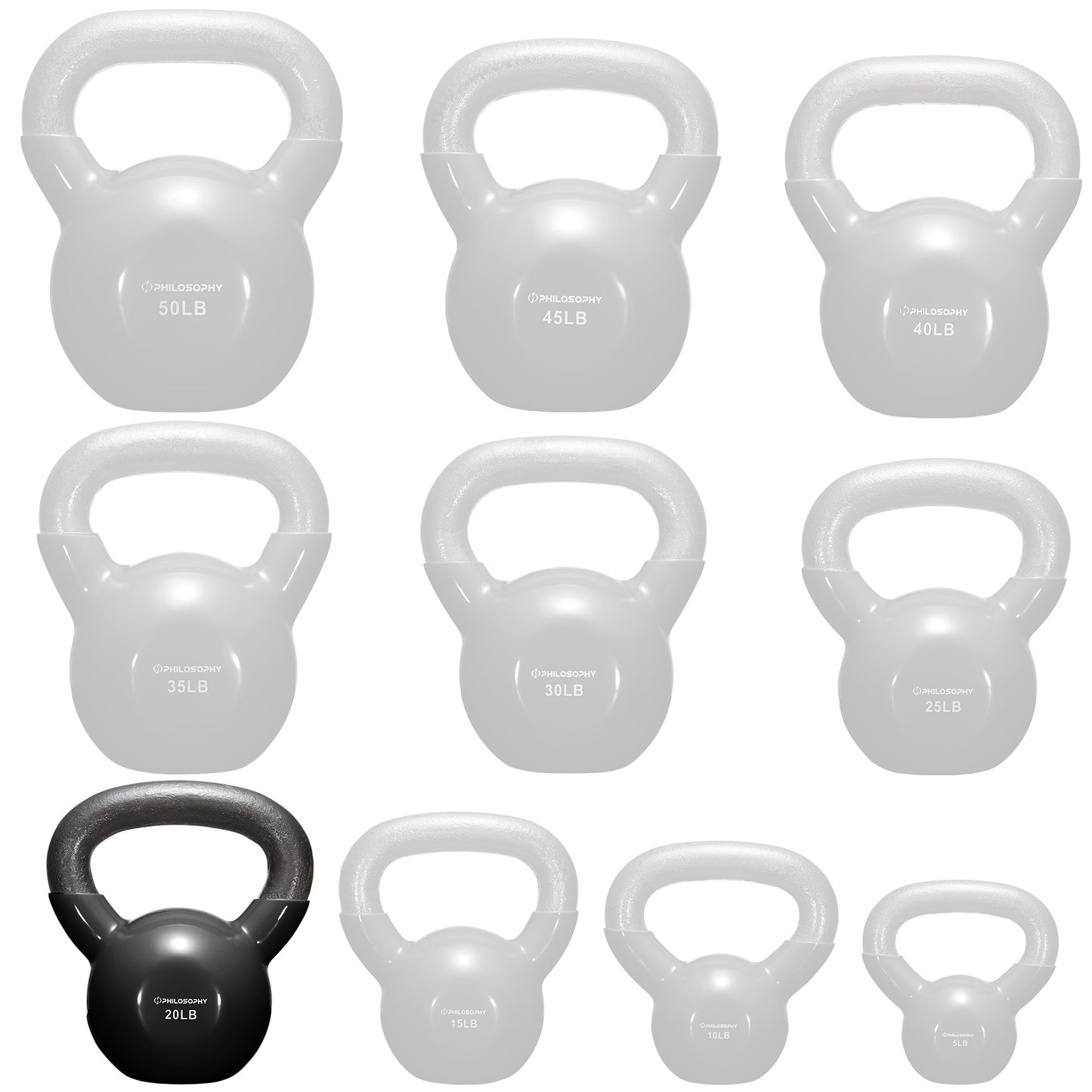 Versatile Vinyl Coated Cast Iron Kettlebells - 5 to 50 Pounds for Ultimate Strength Training