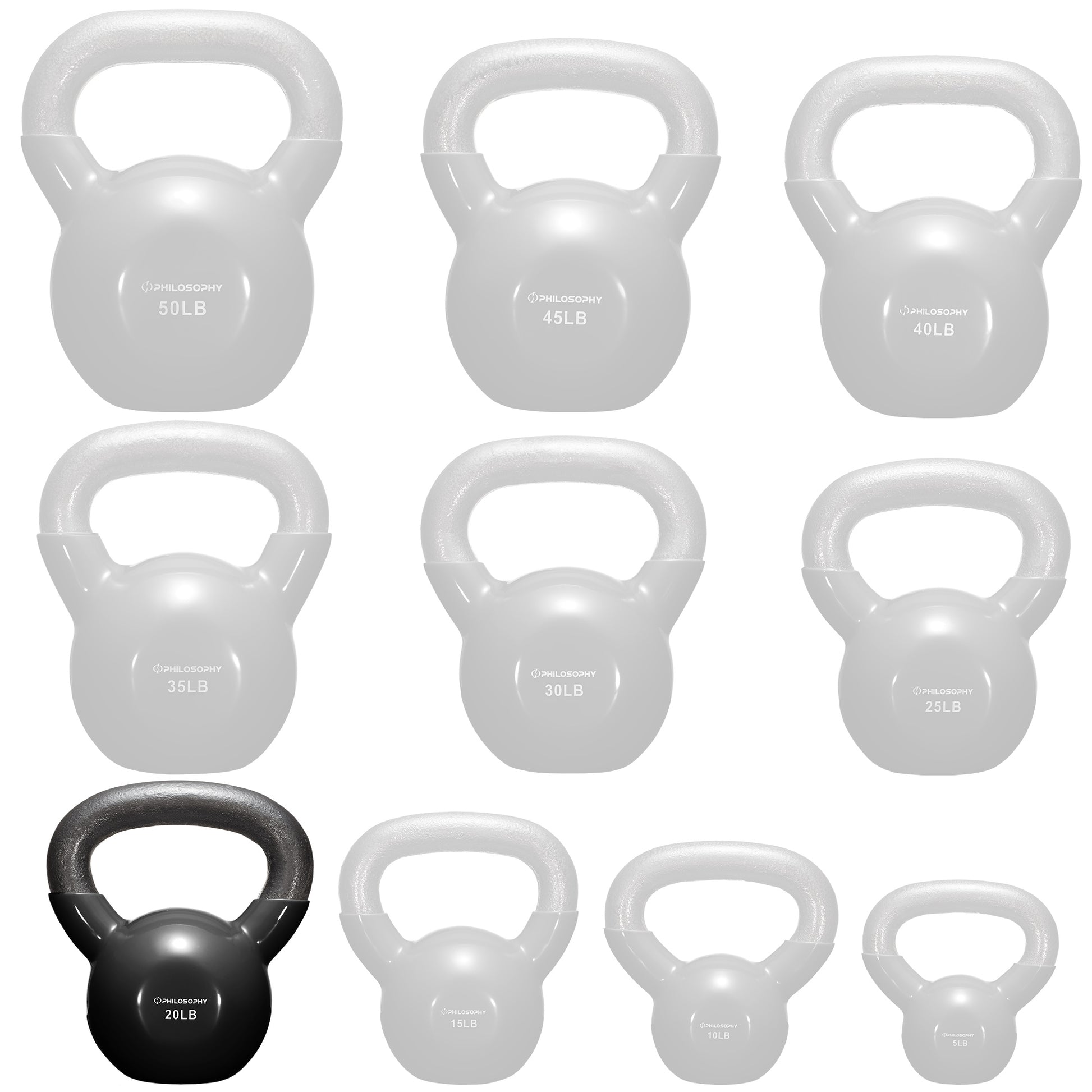 Versatile Vinyl Coated Cast Iron Kettlebells - 5 to 50 Pounds for Ultimate Strength Training