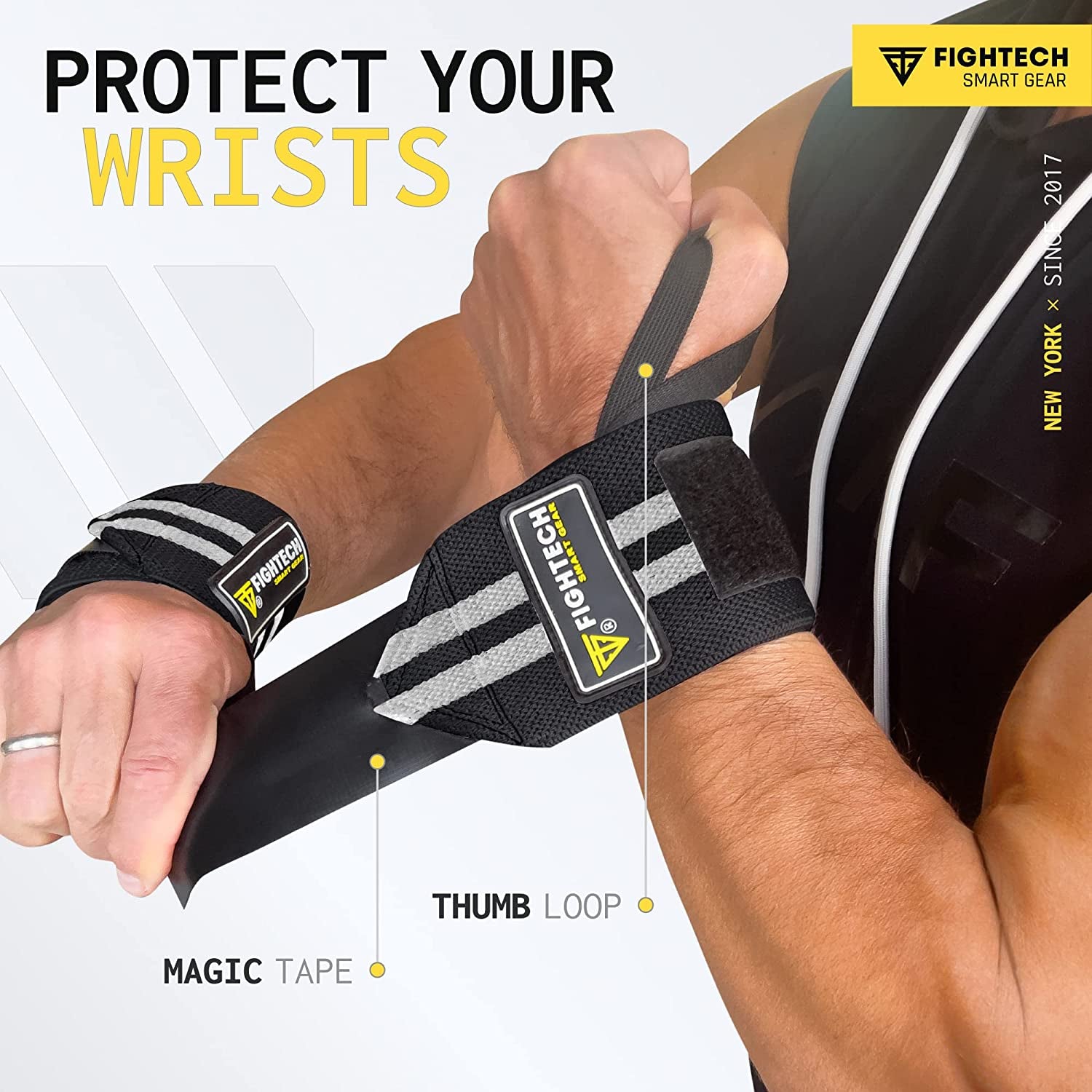 Professional 18-Inch Wrist Wraps for Weightlifting - Ideal for Powerlifting, Strength Training & Bodybuilding (Black)