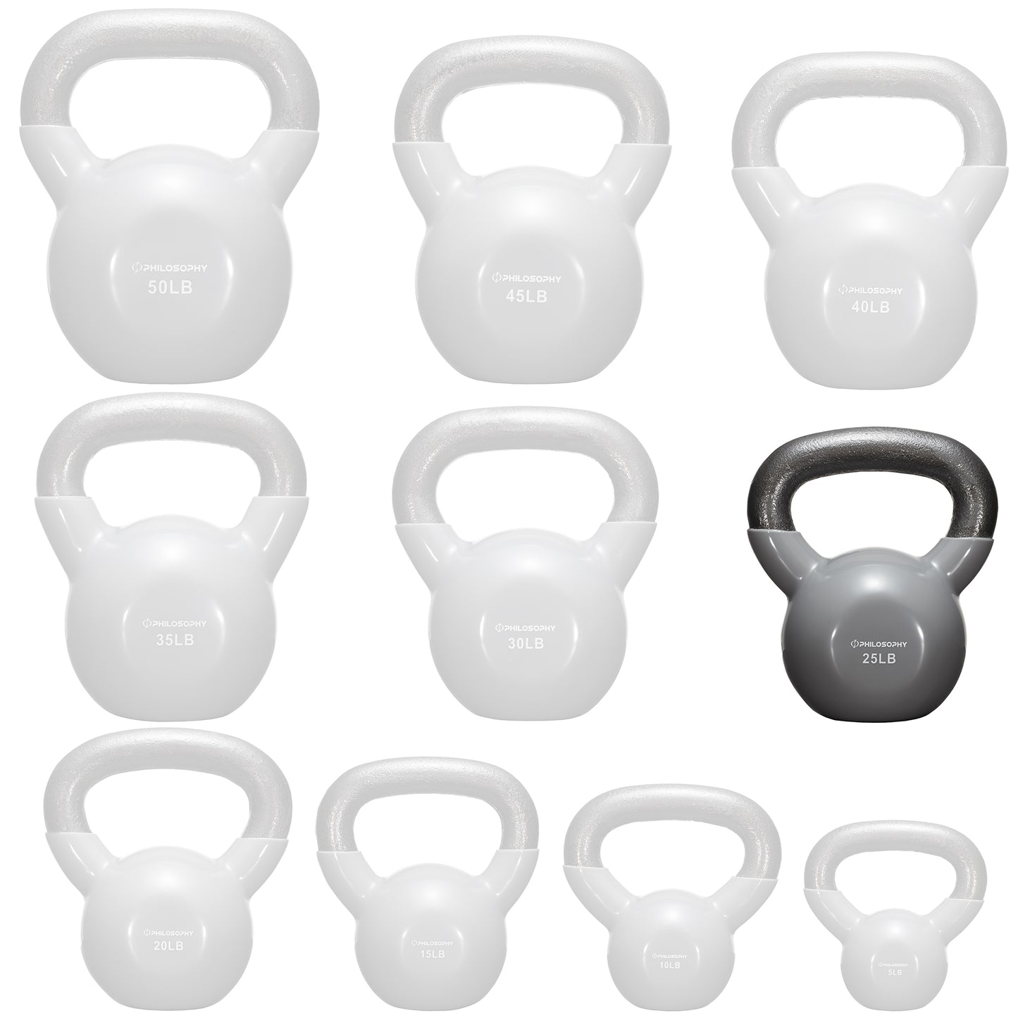 Versatile Vinyl Coated Cast Iron Kettlebells - 5 to 50 Pounds for Ultimate Strength Training
