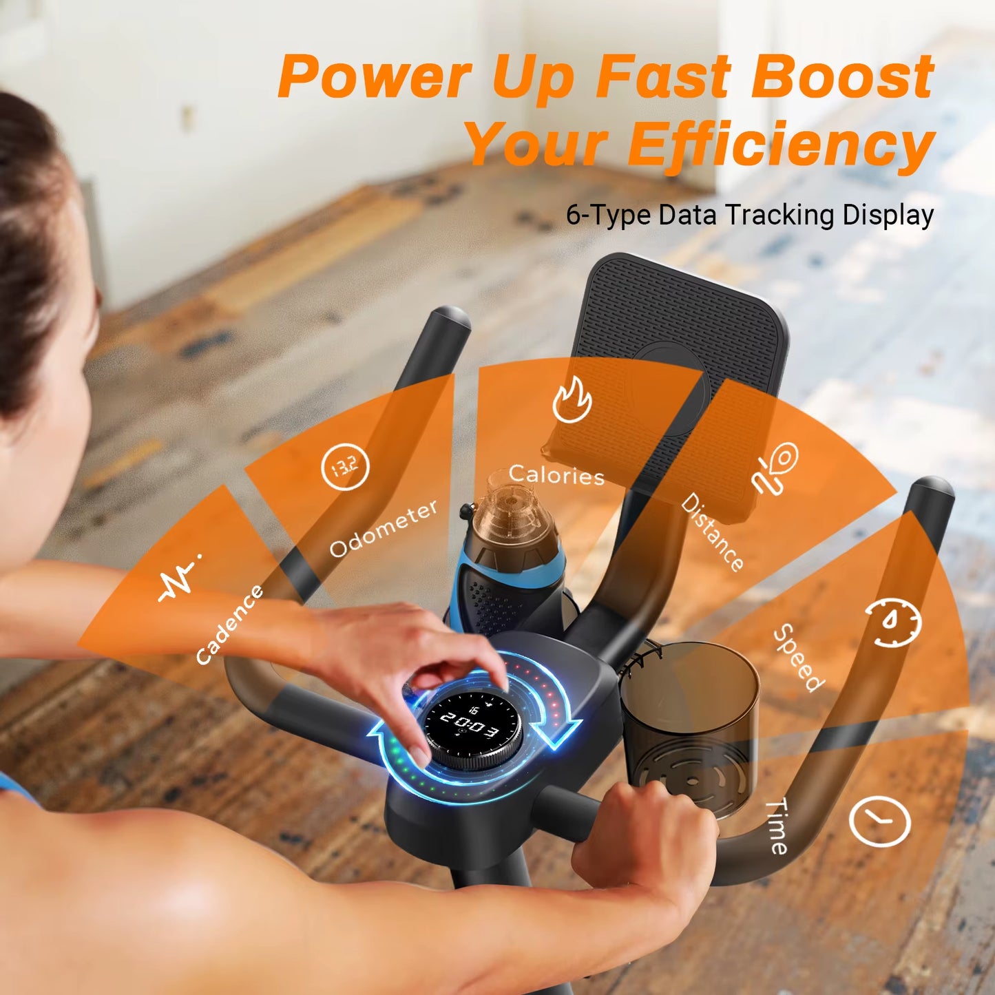 Exercise Bike Brake Pad Stationary Bike Low Noise Indoor Cycling Bike 270Lbs Weight Capacity Tablet Mount Fitness Courses