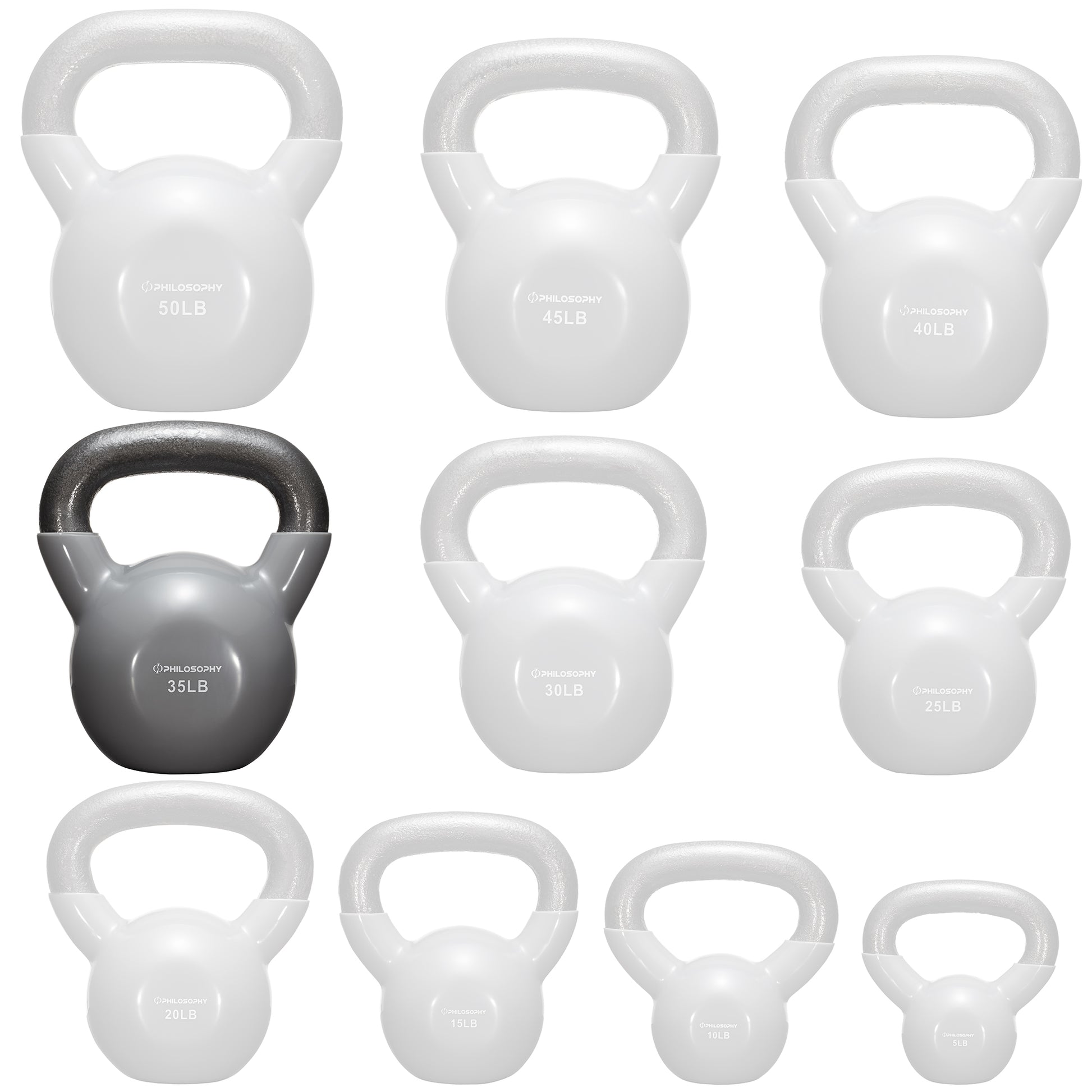 Versatile Vinyl Coated Cast Iron Kettlebells - 5 to 50 Pounds for Ultimate Strength Training